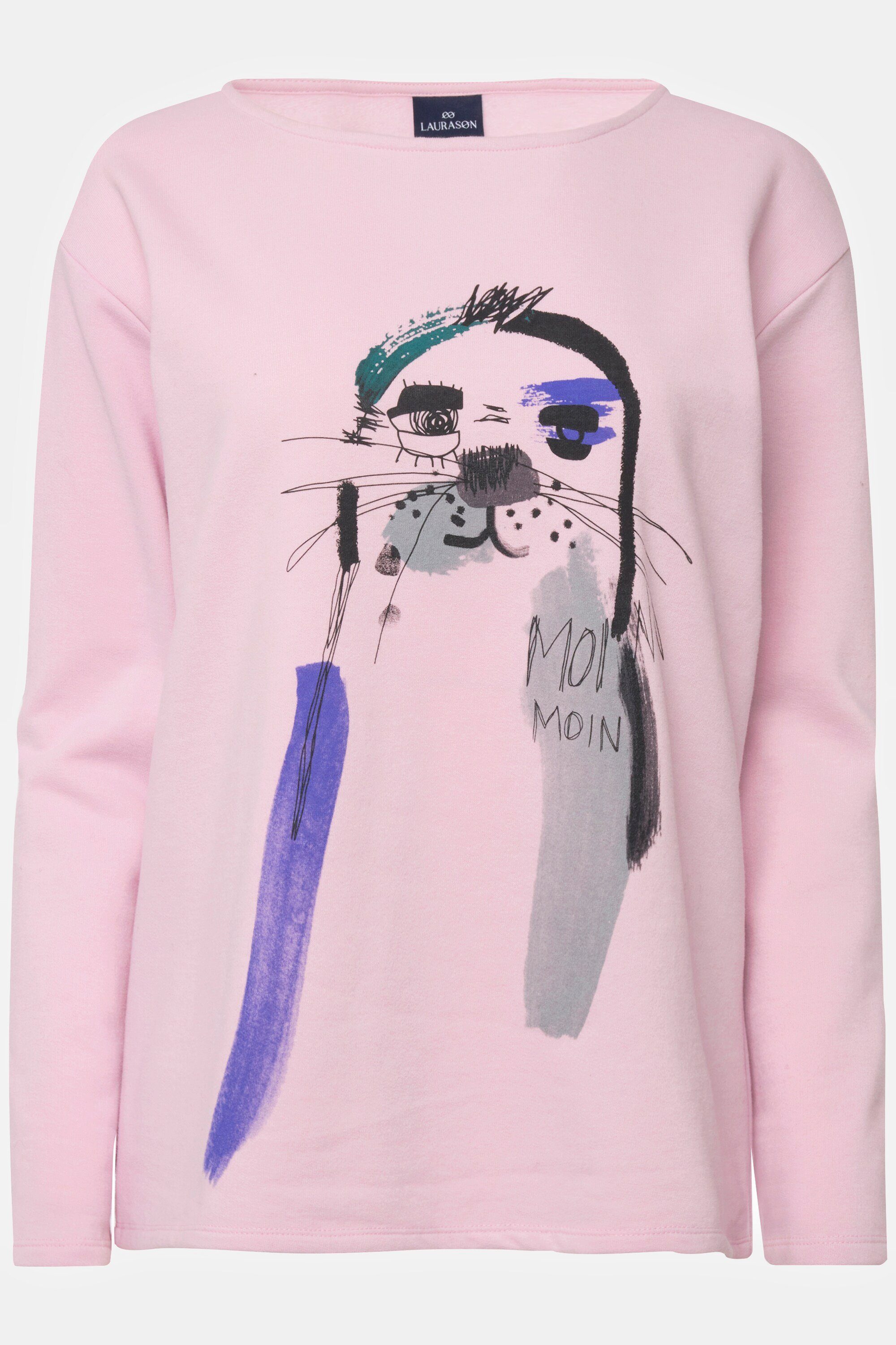 Langarm Sweatshirt Rundhals oversized Laurasøn Rosa Print Sweatshirt Robben