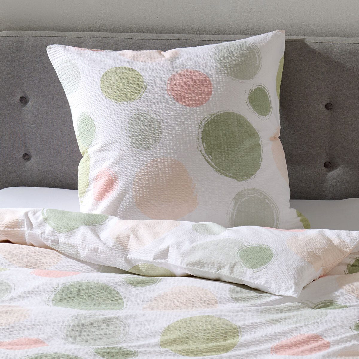 TRAUMSCHLAF Bettwäsche Kreise, Seersucker, 2 teilig, ideale Sommerbettwäsche in herrlicher Seersucker Qualität