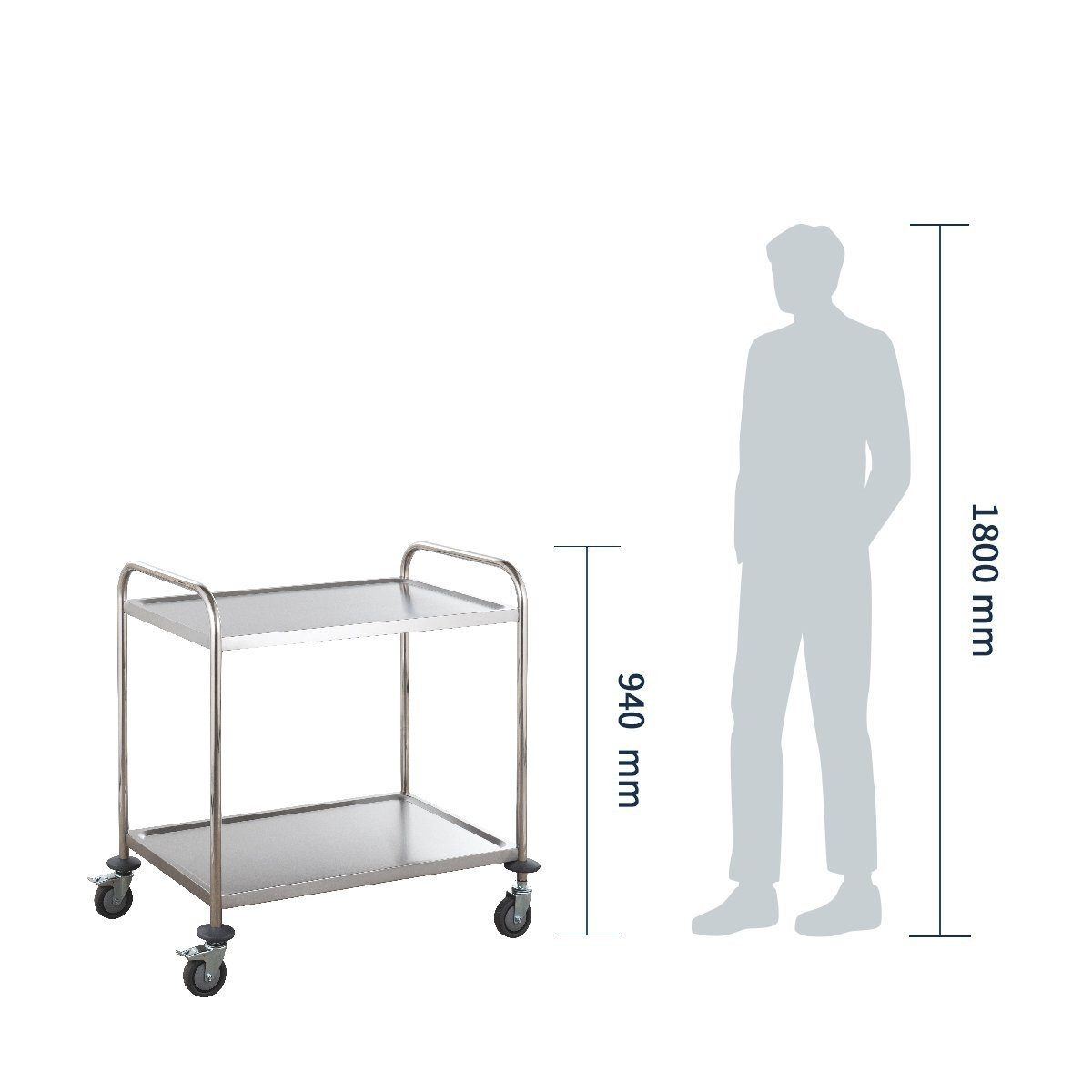 GastroHero Tischwagen Servierwagen Edelstahl 2 Etagen 86x54 cm Transportwagen Küche