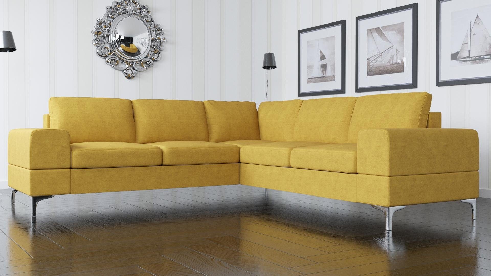 Ecksofa Textil Ecksofa, Türkis Möbel Couch Design Gelb JVmoebel Modern L-Form Wohnzimmer