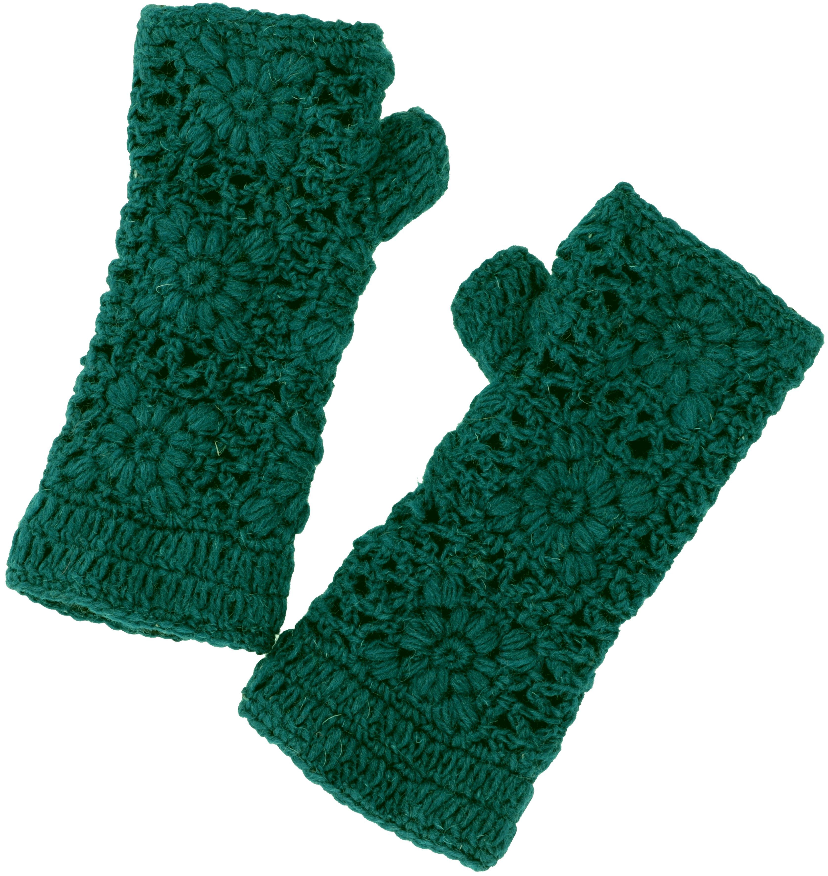 Strickhandschuhe Gehäkelte Handstulpen Blümchen, Armstulpen aus..
