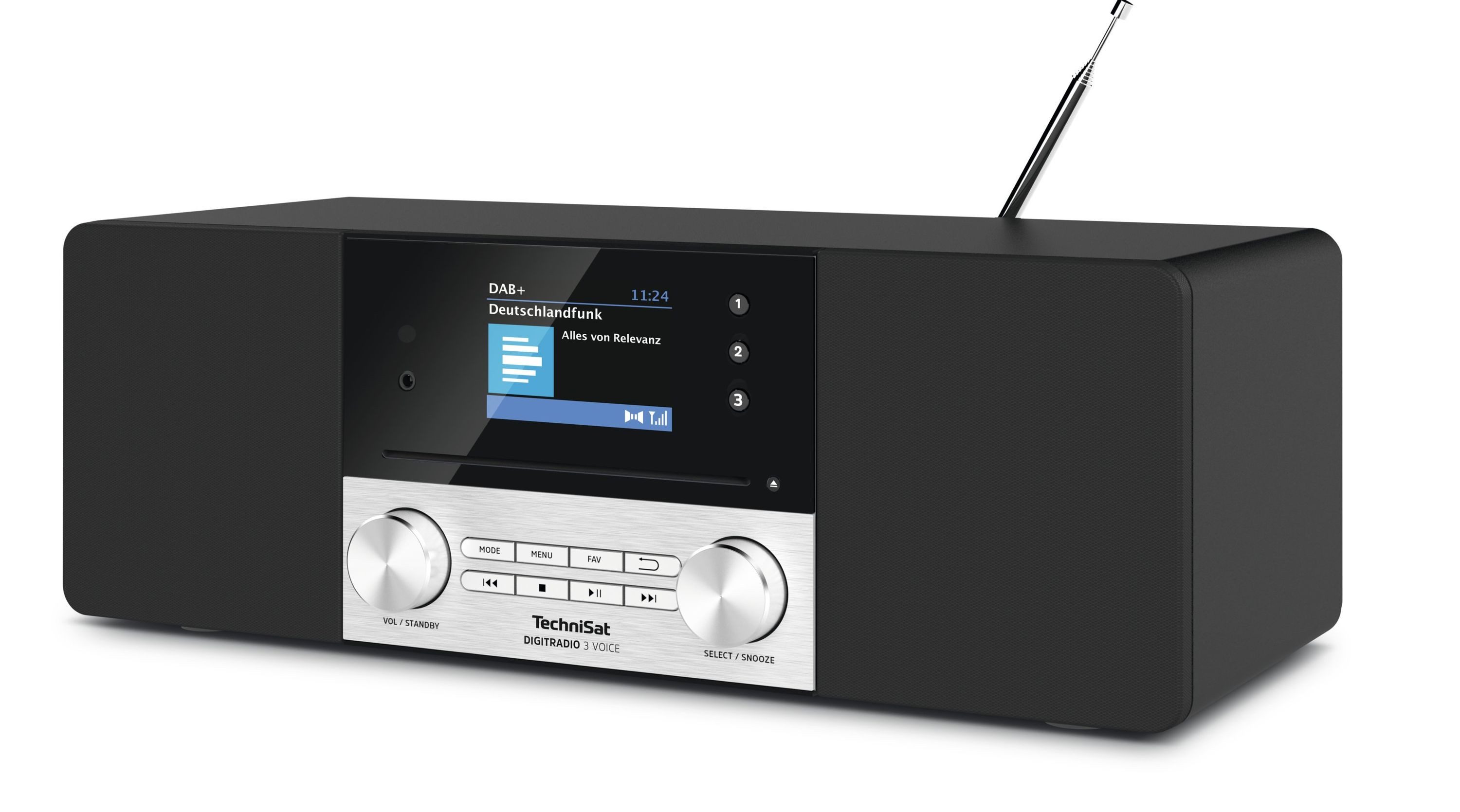 TechniSat DIGITRADIO 3 VOICE Digitalradio (DAB) (Digitalradio (DAB), FM-Tuner mit RDS, 20 W, UKW, Offline Sprachsteuerung, CD, USB, AUX, Wecker, Fernbedienung)