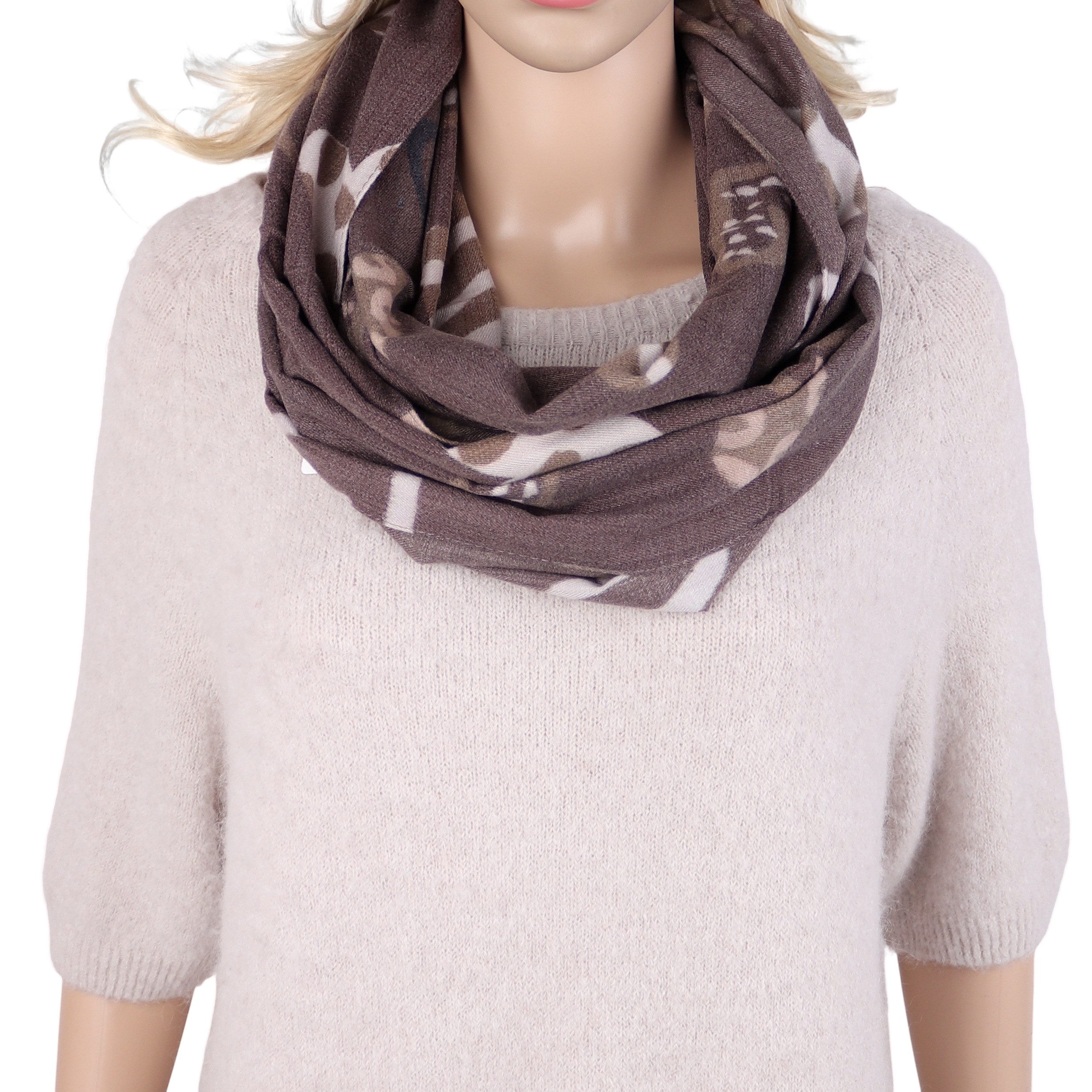 MIRROSI Loop Damen Loopschal 100% Viskose, etwas dickerer Stoff, (ca. 160x40cm zweimal um den hals wickelbar, Neue Kollektion Herbst/Winter 2026), weicher Rundschal mit Herzmuster ideal für Herbst/Winter