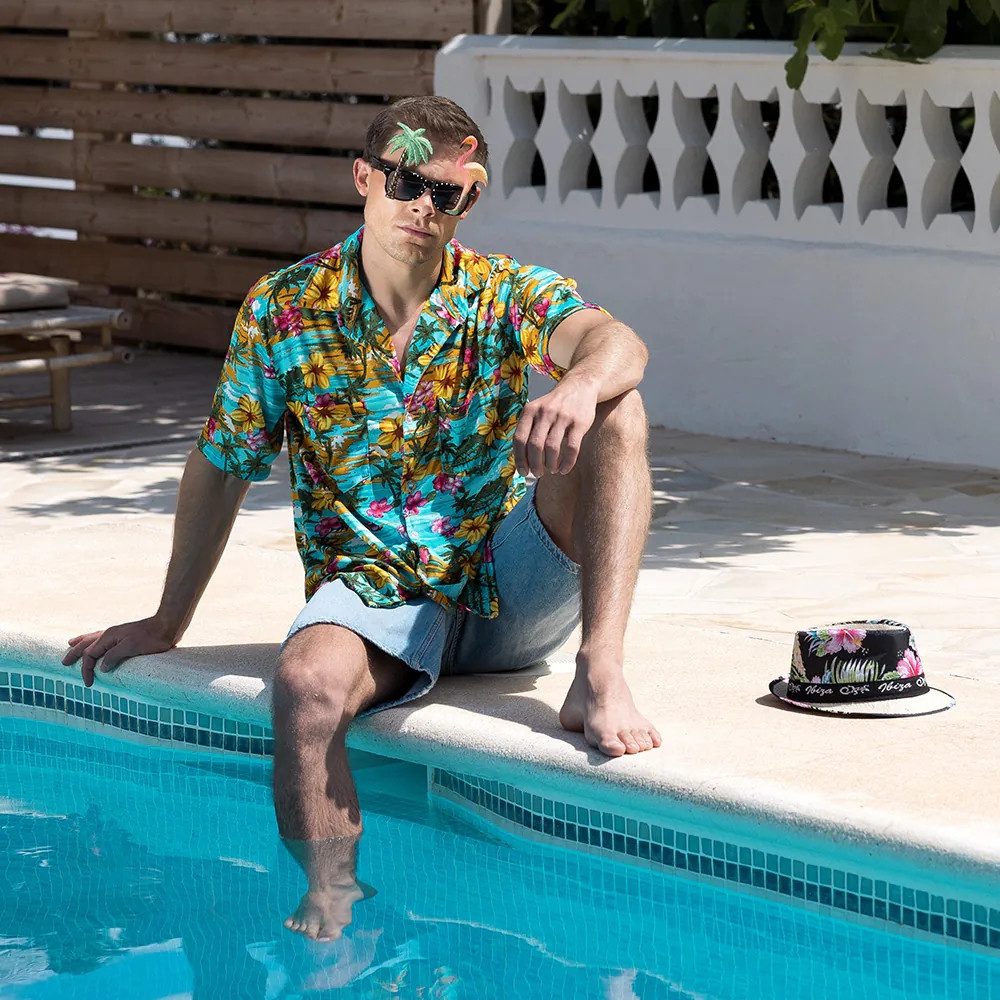 Boland Kostüm Partybrille Hawaii mit Palme Flamingo lustige Brille für Sommer-Party, Ideales Gimmick für Fotoshootings und Mottofeiern