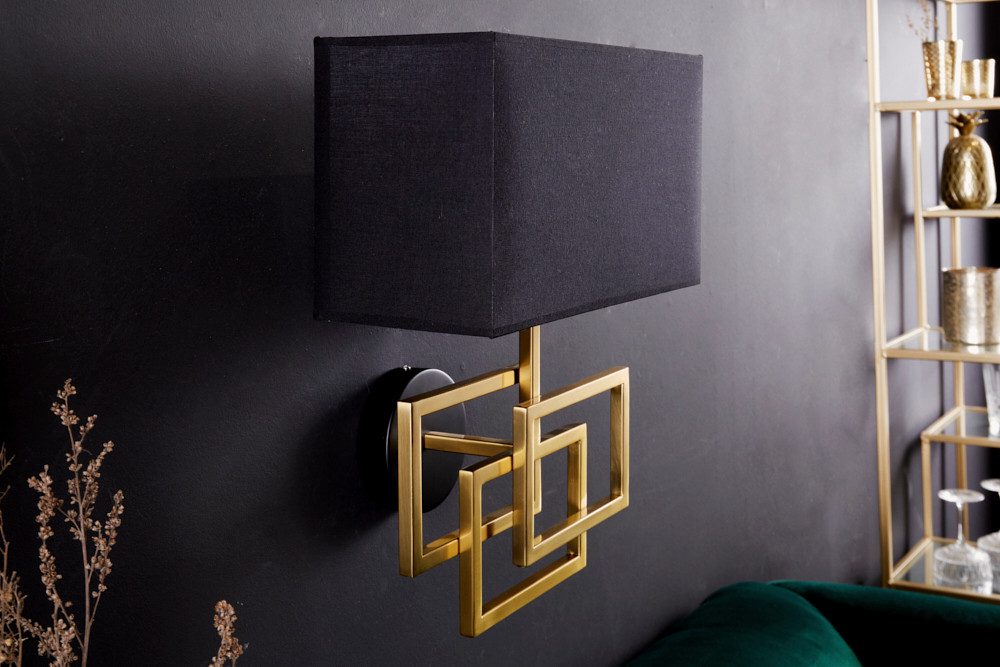 riess-ambiente Wandleuchte ATLANTIS 44cm schwarz / gold, ohne Leuchtmittel, Wohnzimmer · Stoff · Metall · innen · Modern Design