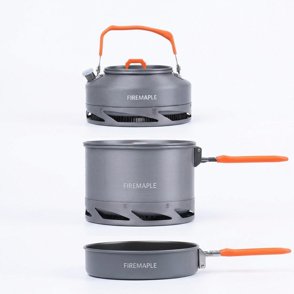 FireMaple Geschirr-Set Camping-Kochset FEAST SET TURBO, mehrteilig, leicht, kompakt (3-tlg), Aluminium, mehrteilig, kompakt, outdoorgeeignet