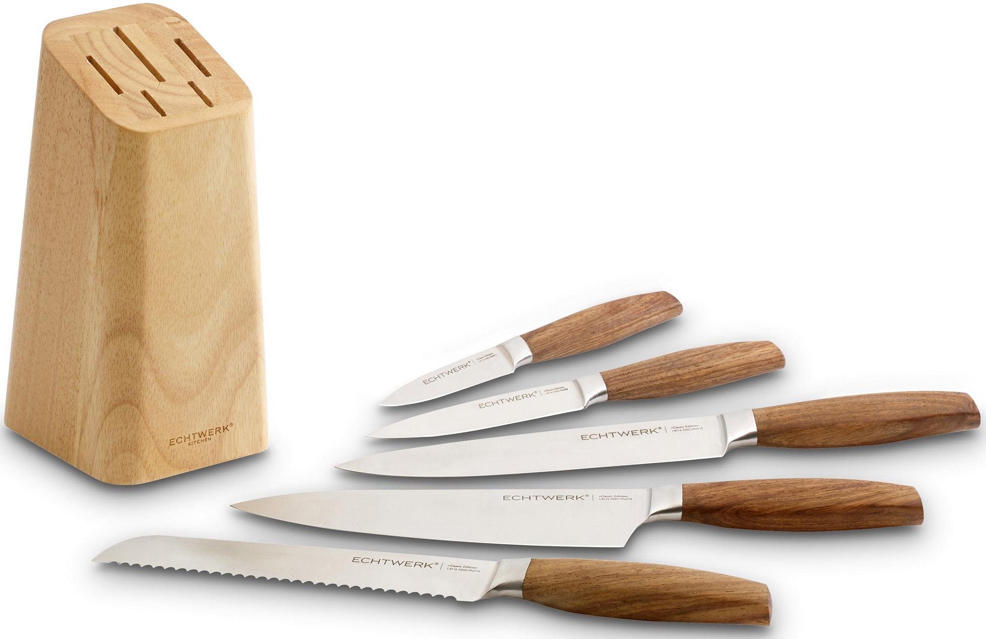 ECHTWERK Messerblock Classic Edition (6tlg), Küchenmesser-Set Classic-Edition aus hochwertigem Stahl, Spezialstahl