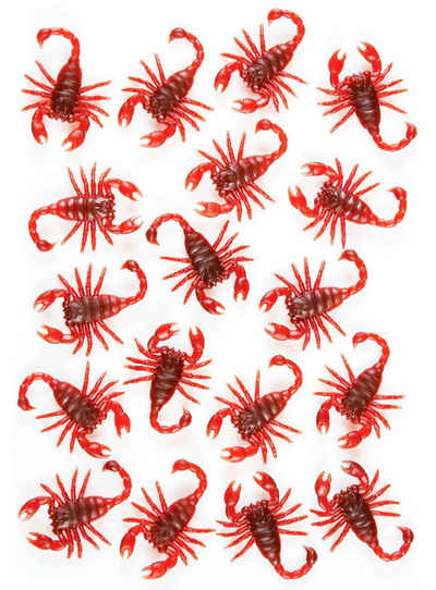 Fun World Dekofigur 20 rötliche Skorpione, Ekliges Gewürm aus Gummi für die Halloween Tischdeko