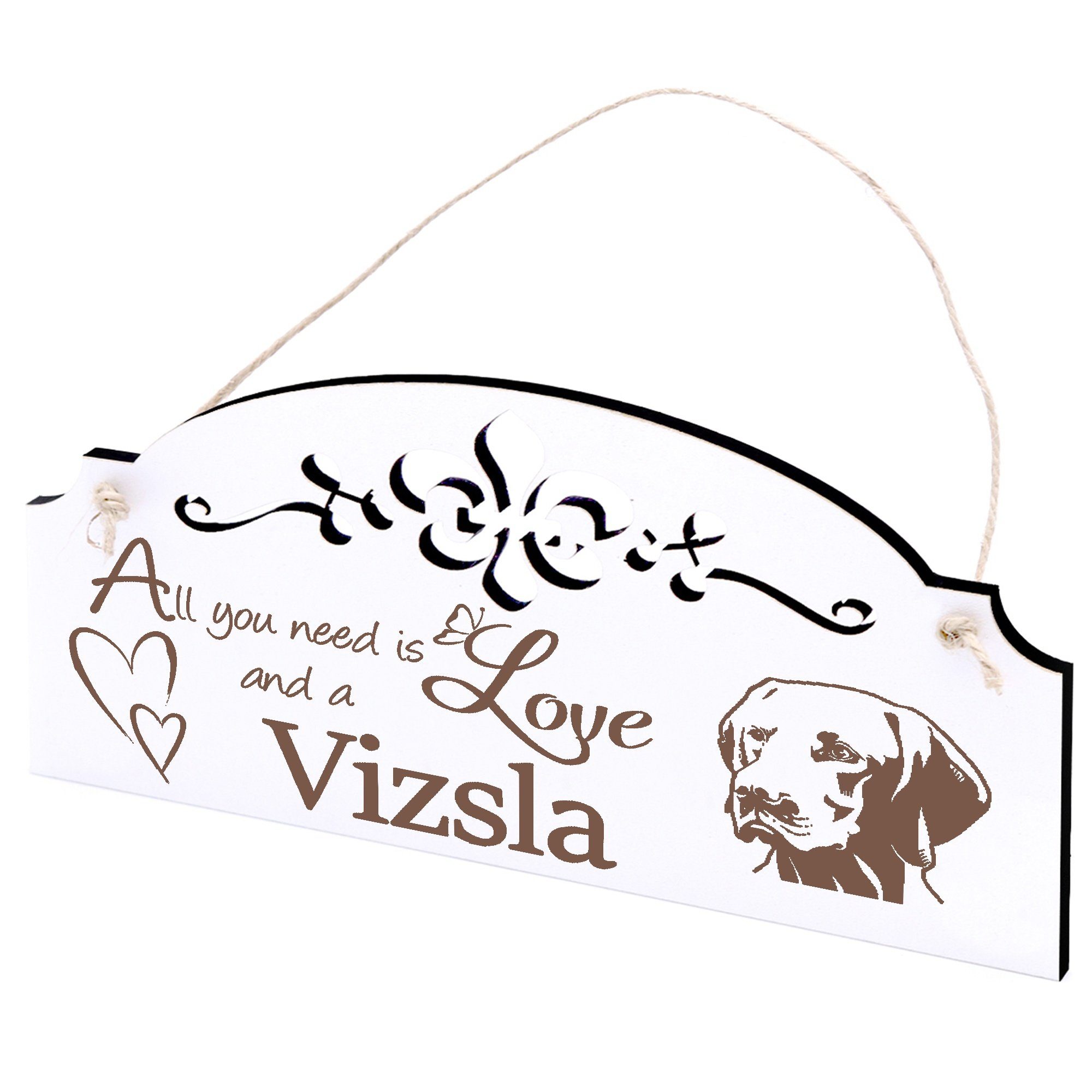 Dekolando Hängedekoration Vizsla Ungarischer Vorstehhund Deko 20x10cm All you need is Love | Dekohänger