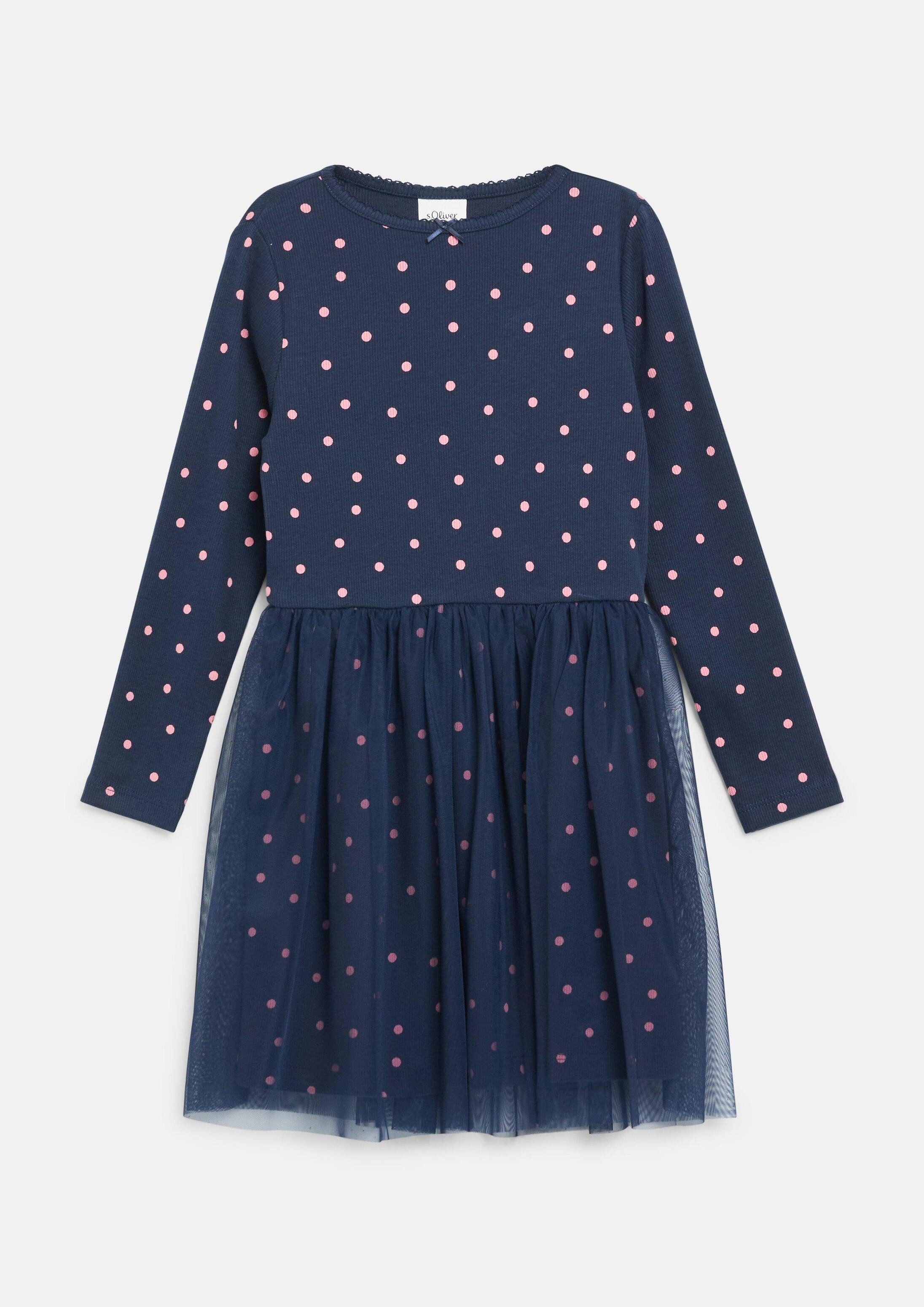 s.Oliver Minikleid Kleid Kurzes Rippkleid mit All-over-Print mit Tüllrock
