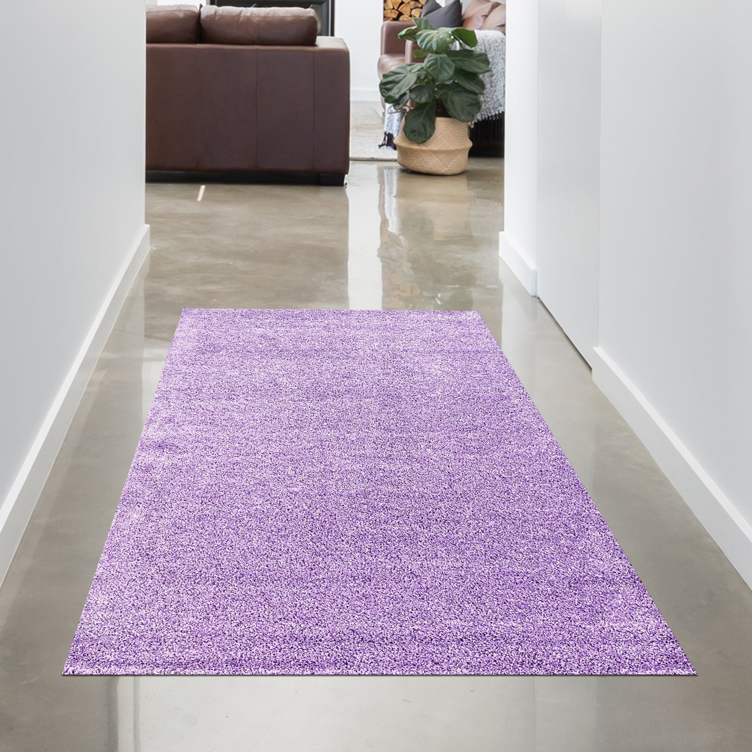 Teppich Modernes Wohndesign in Flieder: Luxuriöser Hochflor-Teppich,  Carpetia, rechteckig, Höhe: 30 mm, Geeignet für Fußbodenheizung