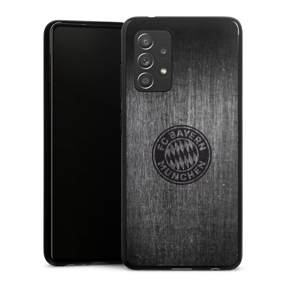 DeinDesign Handyhülle Metallic Look FCB FC Bayern München Metalllook FCB Logo einfarbig, Samsung Galaxy A52 Silikon Hülle Bumper Case Handy Schutzhülle