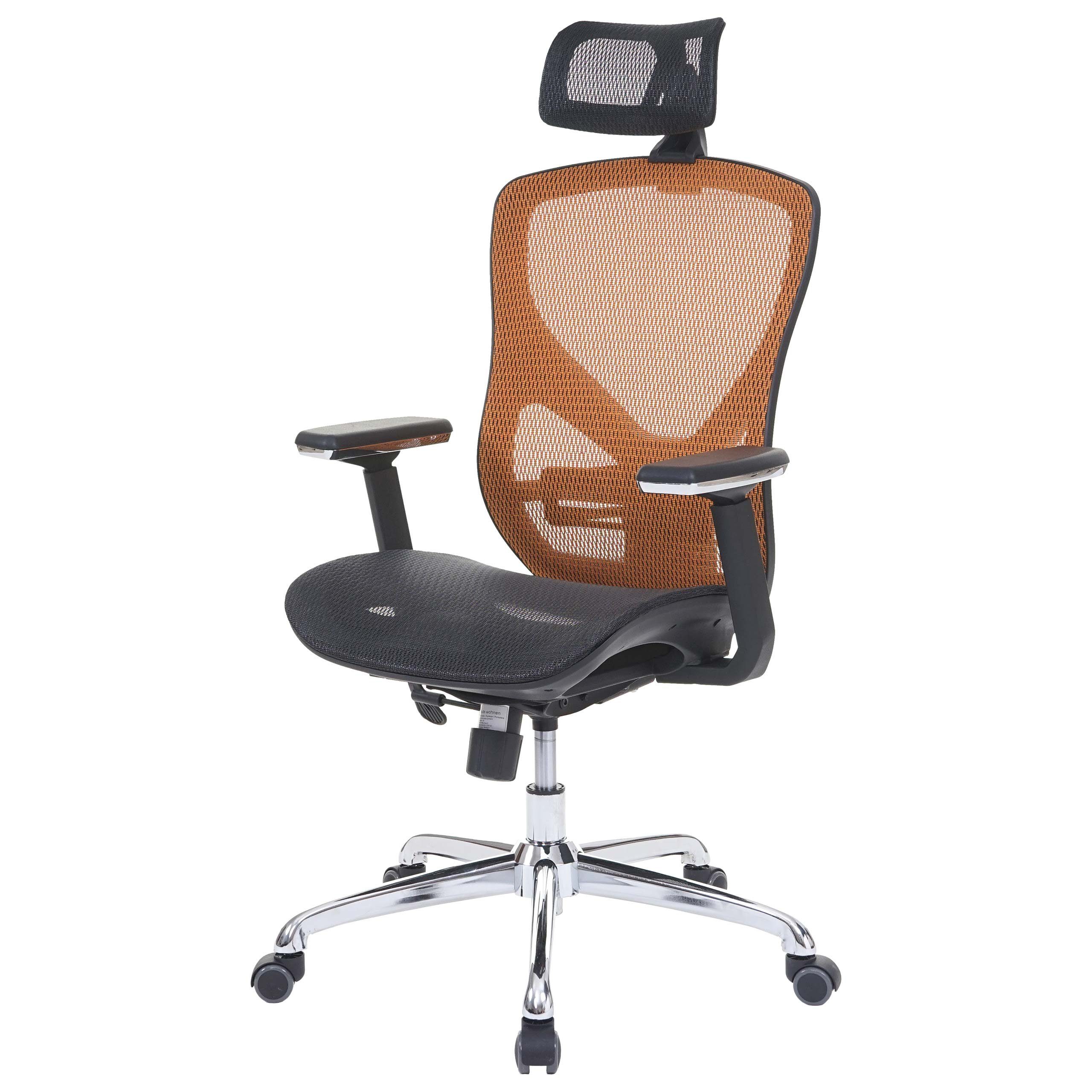 MCW Schreibtischstuhl MCW-A61, Lendenwirbelstütze anpassbar, höhenverstellbare Rückenlehne schwarz,orange