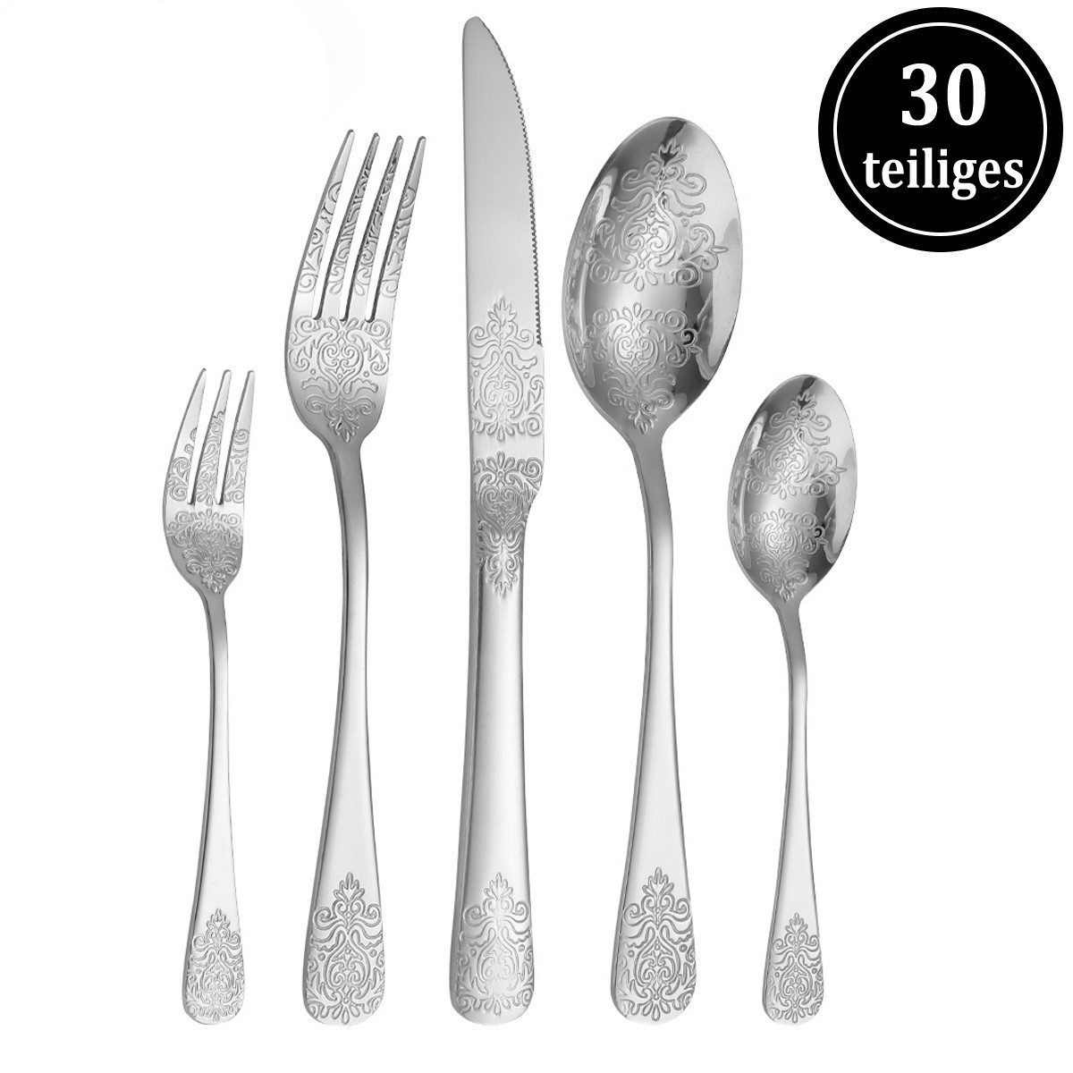Besteck-Set 30-teiliges Besteckset, 6 Personen Edelstahl-Besteckset
