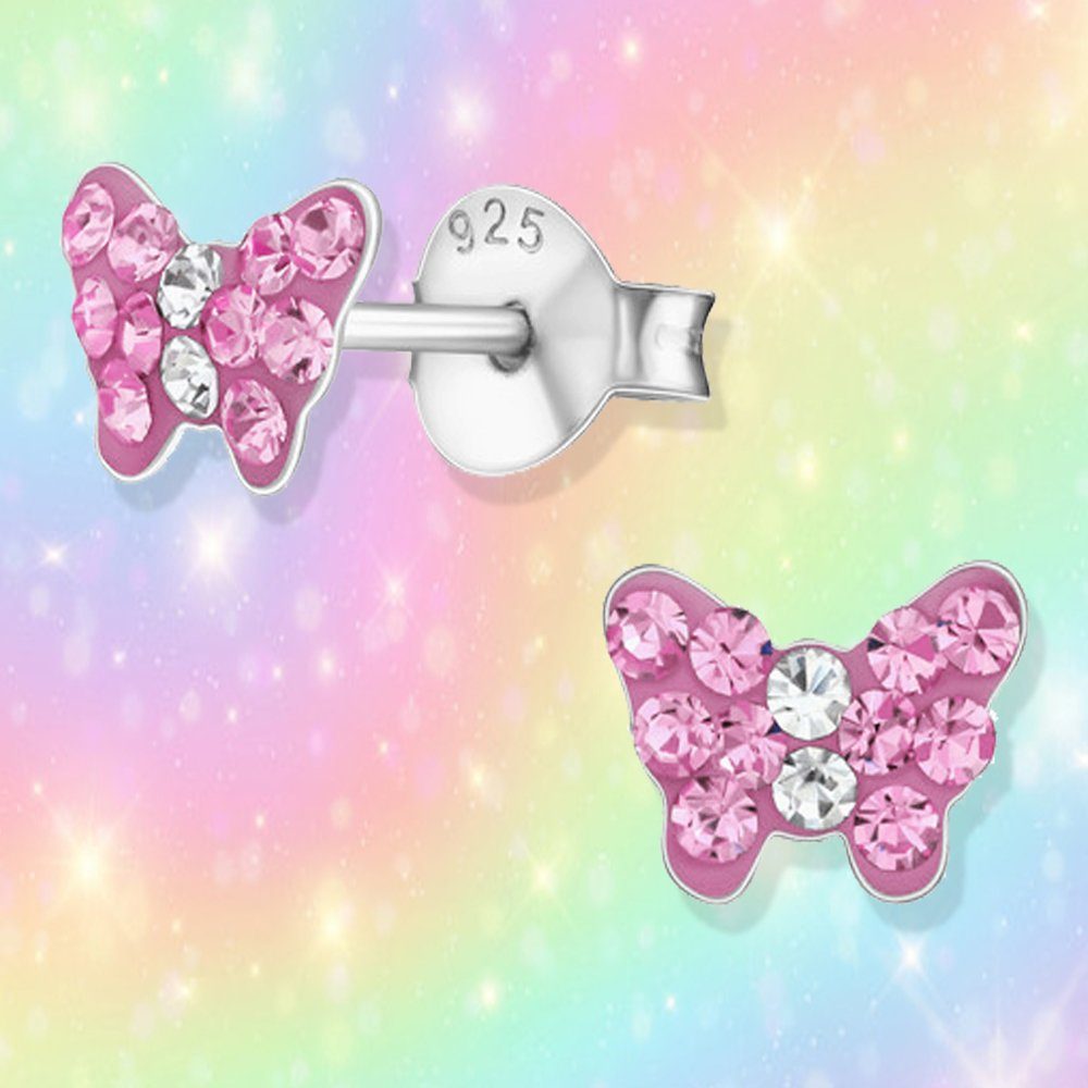 Limana Paar Ohrstecker Mädchen Damen Ohrringe 925 Silber Kinder Schmetterling Echtschmuck, Kinderschmuck Damenschmuck Kinderohrringe