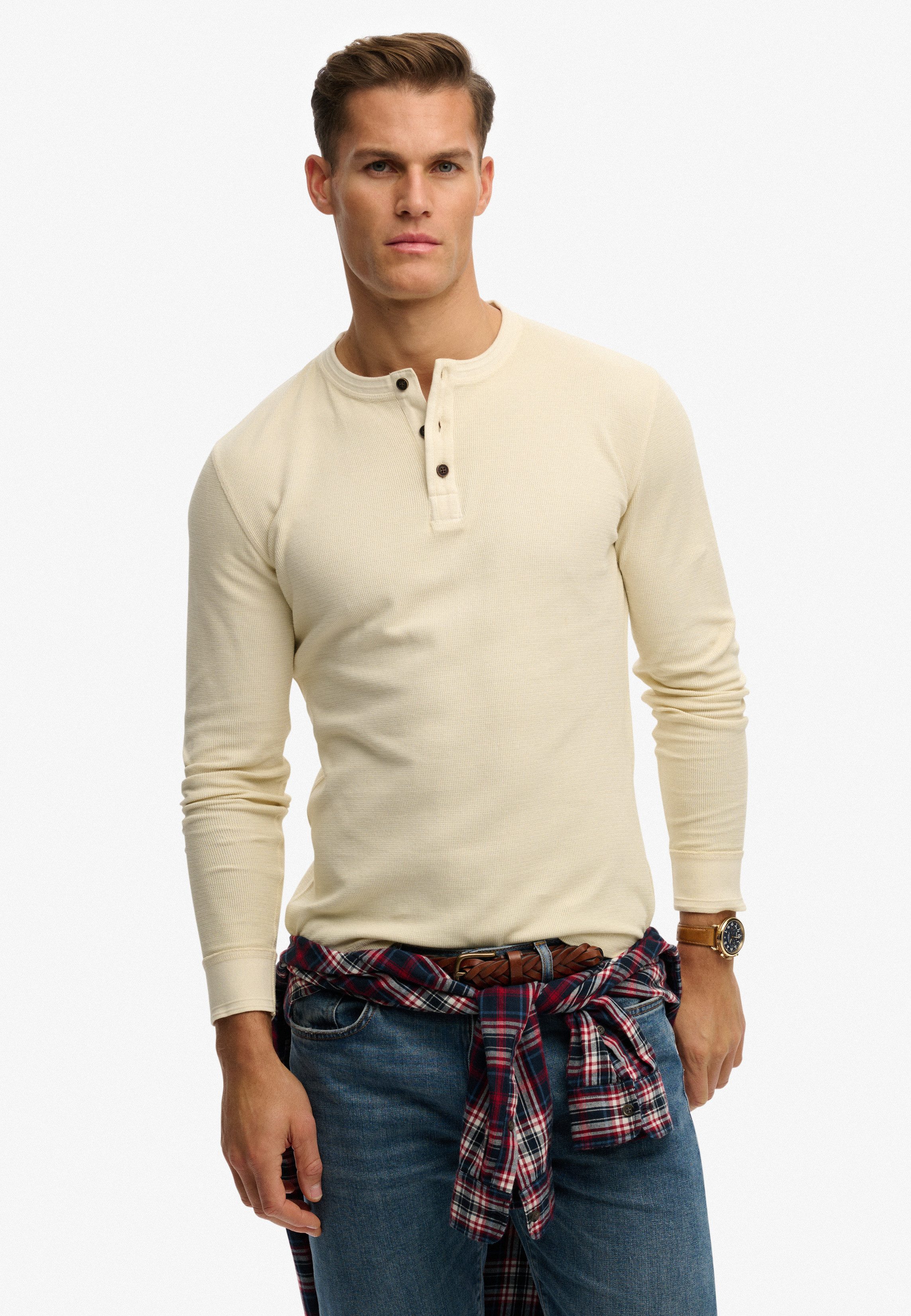 Superdry Langarmshirt LW TEXTURED GRANDAD TOP
