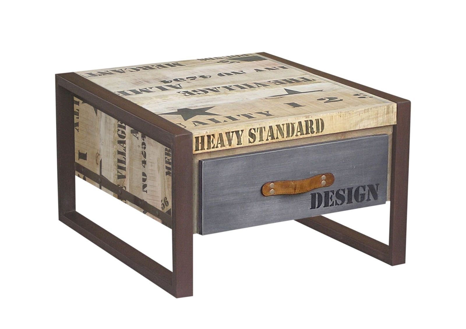 Massivmoebel24 Couchtisch FACTORY (Massivholz, Massivholztisch), Couchtisch Mango 60x60x40 natur bedruckt FACTORY #127