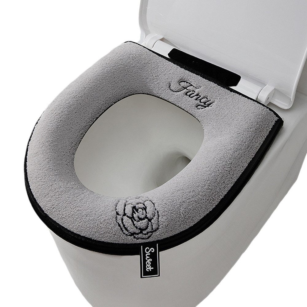 Coonoor WC-Deckelbezug Plüsch-Toilettensitzbezug Matte mit Griff und Reißverschluss, Warmer, Waschbarer, Dicker