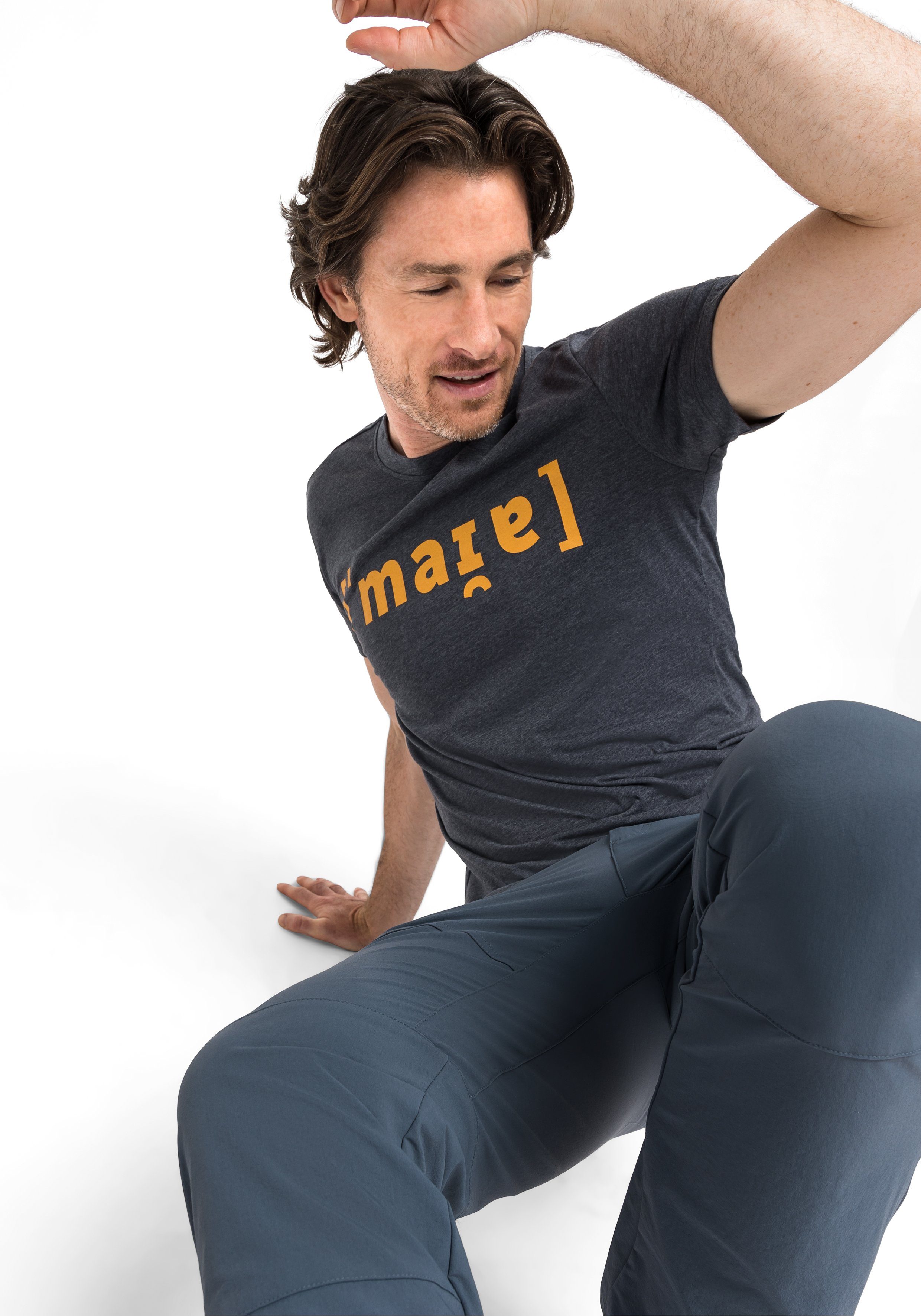 Maier Sports T-Shirt Phonetic Tee M Herren Kurzarmshirt mit Print für  Wandern und Freizeit, Besonders schnelltrocknend durch dryprotec Technologie