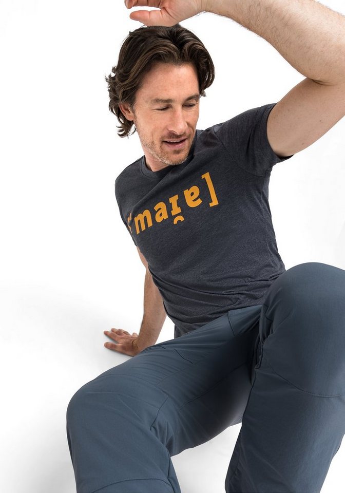Maier Sports T-Shirt Phonetic Tee M Herren Kurzarmshirt mit Print für  Wandern und Freizeit, Besonders schnelltrocknend durch dryprotec Technologie