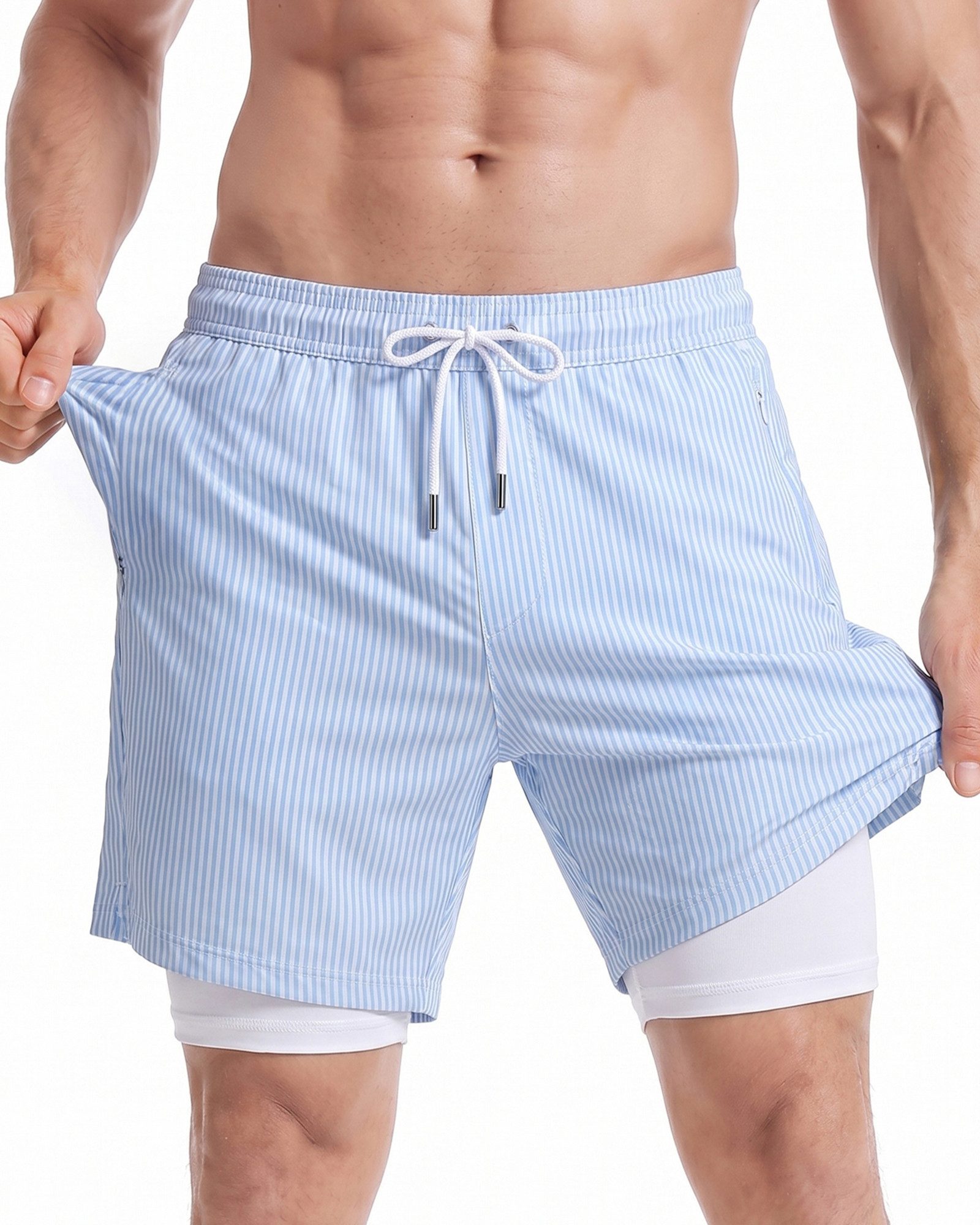 MaaMgic Shorts Herren Elastan kurze Hose 2-in-1 Badehose schnelltrocknend Sporthose (1-tlg)