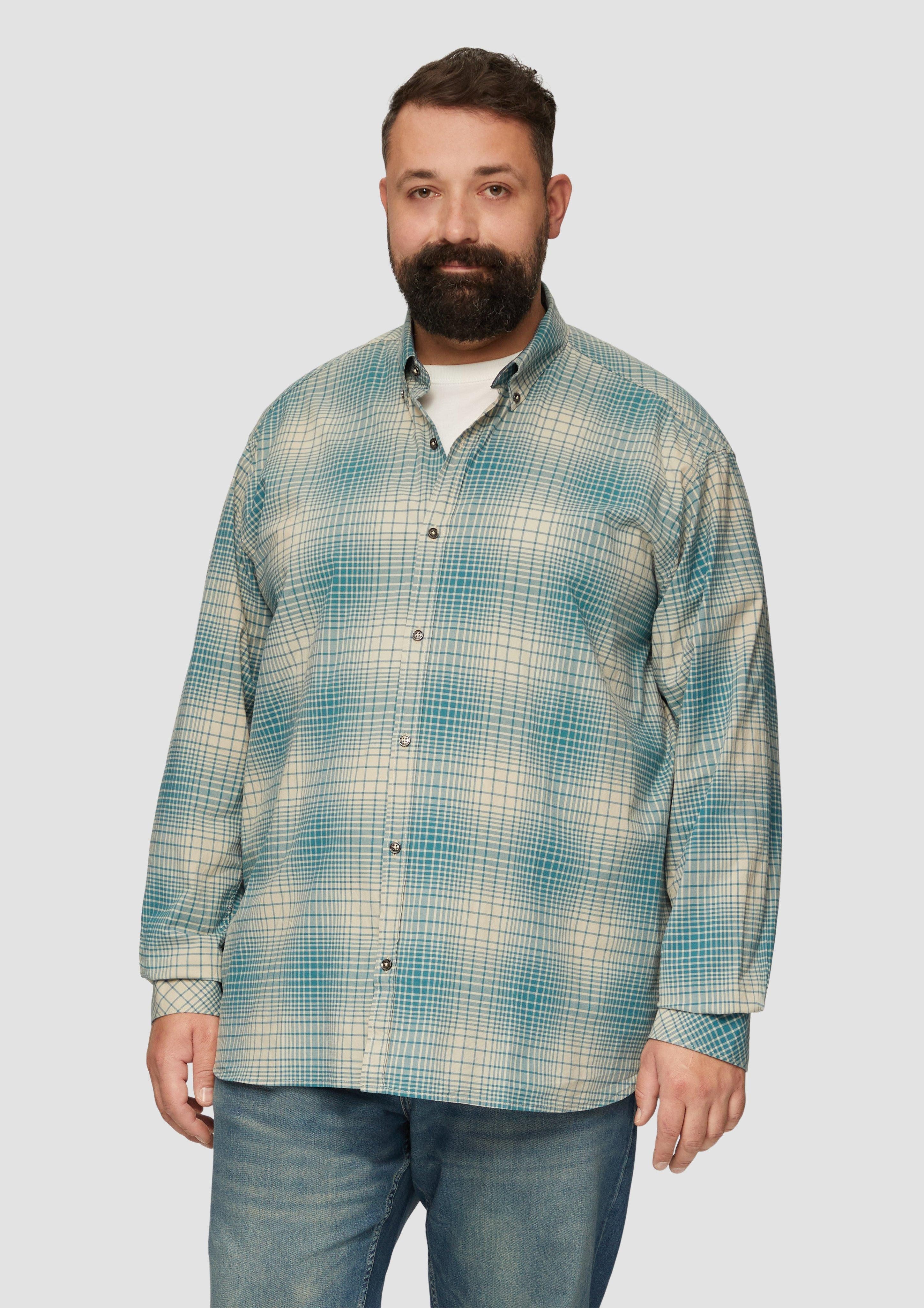 Langarmhemd Hemd mit Button-Down-Kragen aus Baumwollstretch