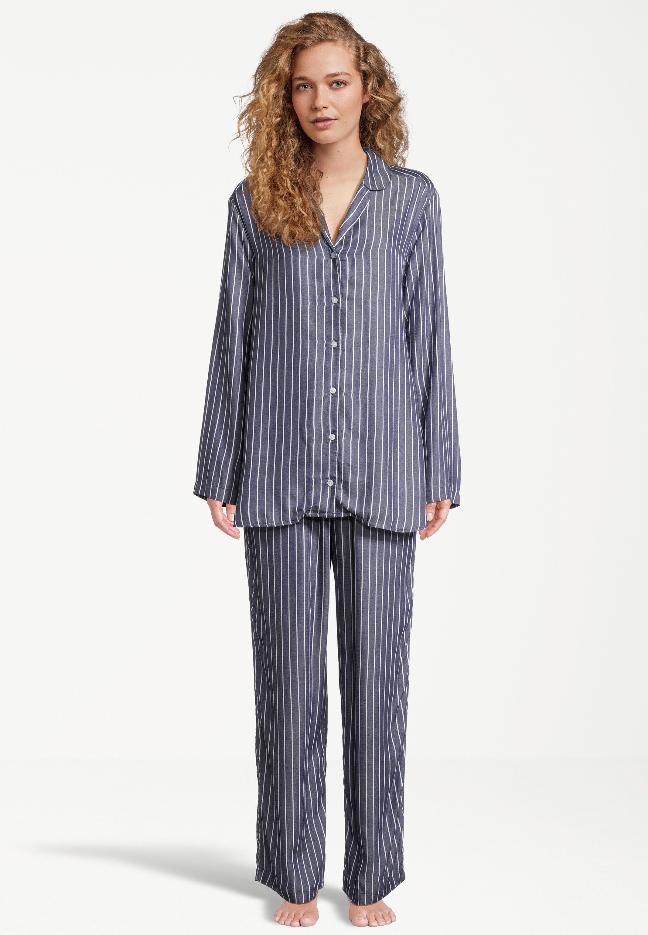 seidensticker Pyjama Classic Web (Set, 2 tlg) Pyjama - Atmungsaktiv - Oberteil mit Knopfleiste, Hose mit Taschen