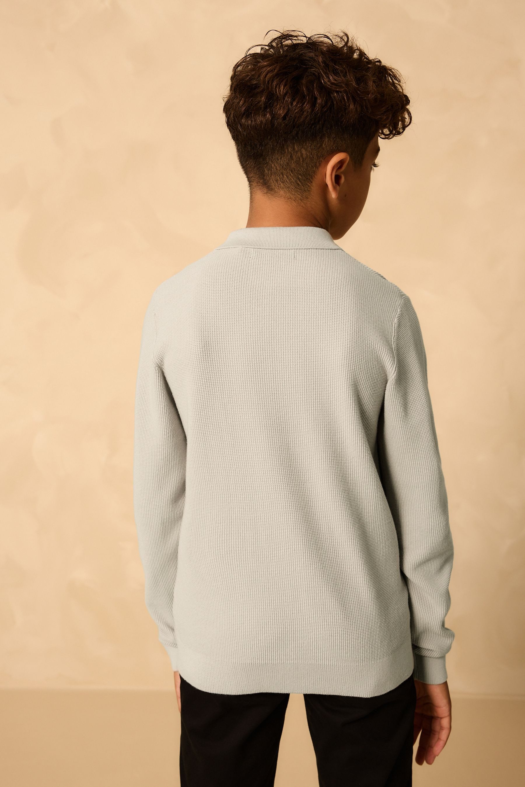 Next Langarm-Poloshirt Strick-Poloshirt mit langen Ärmeln und RV-Kragen (1-tlg)