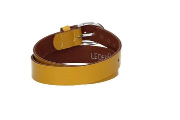 kiddybelts Ledergürtel Ledergürtel Kids 25mm in Gelb mit Schließe in Silber (KB10-290) sehr weiches Vollrindleder