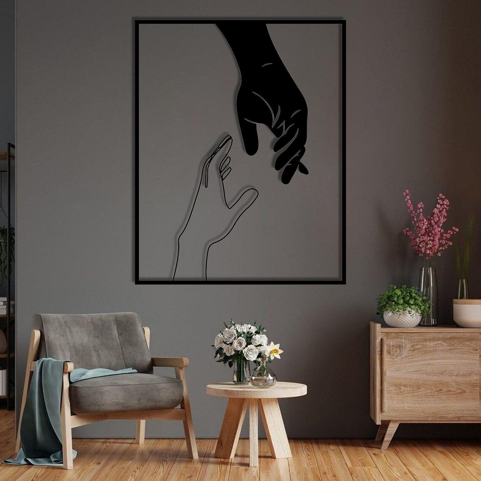 Jumpeak Wanddekoobjekt Metall Wandkunst Minimalistisches Design Dekoration für Wohnzimmer, Symbol der Verbindung,Perfektes Geschenk für Einrichtungsbegeisterte