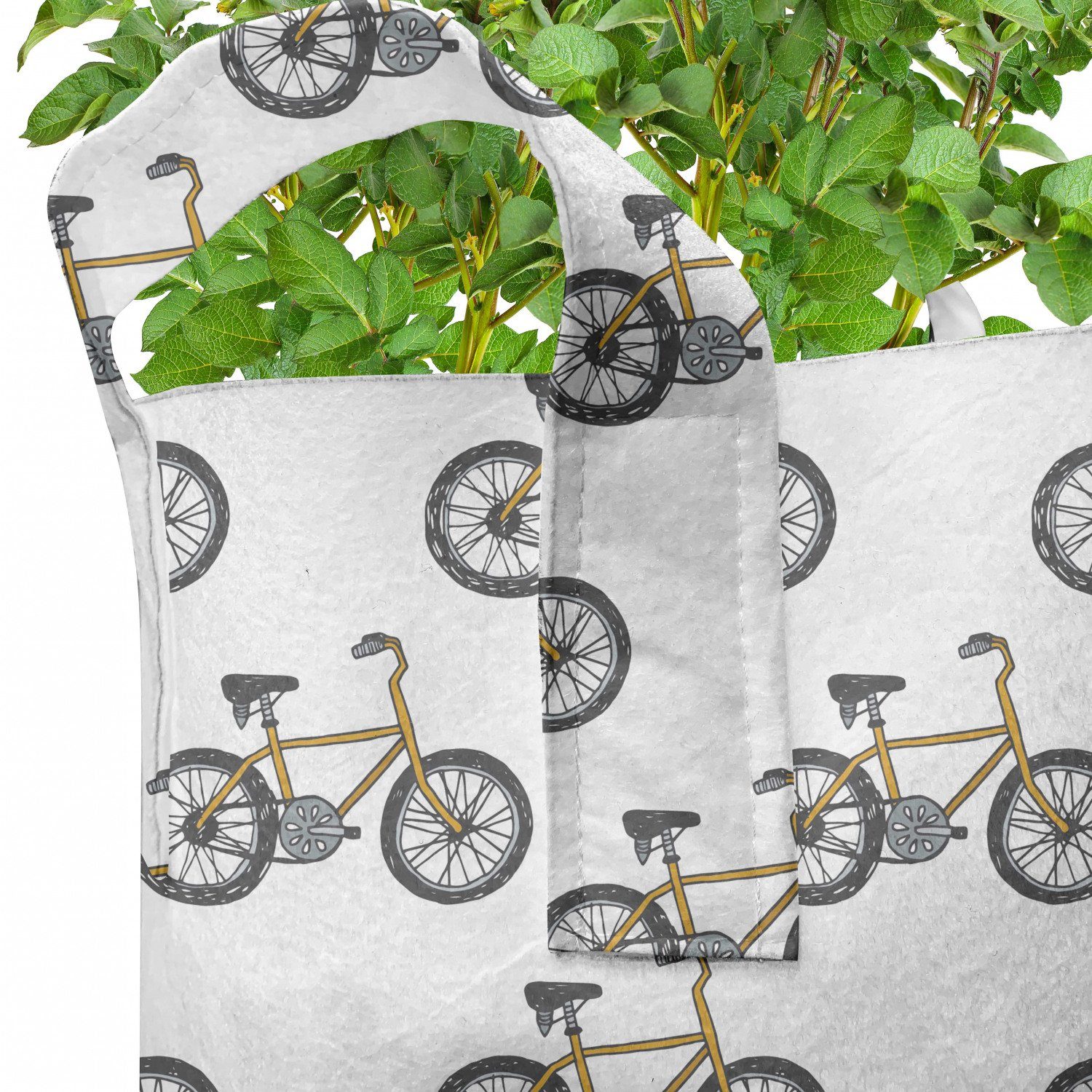 Pflanzkübel Karikatur Stofftöpfe für hochleistungsfähig Gelb Fahrrad-Muster Abakuhaus Pflanzen, Griffen mit
