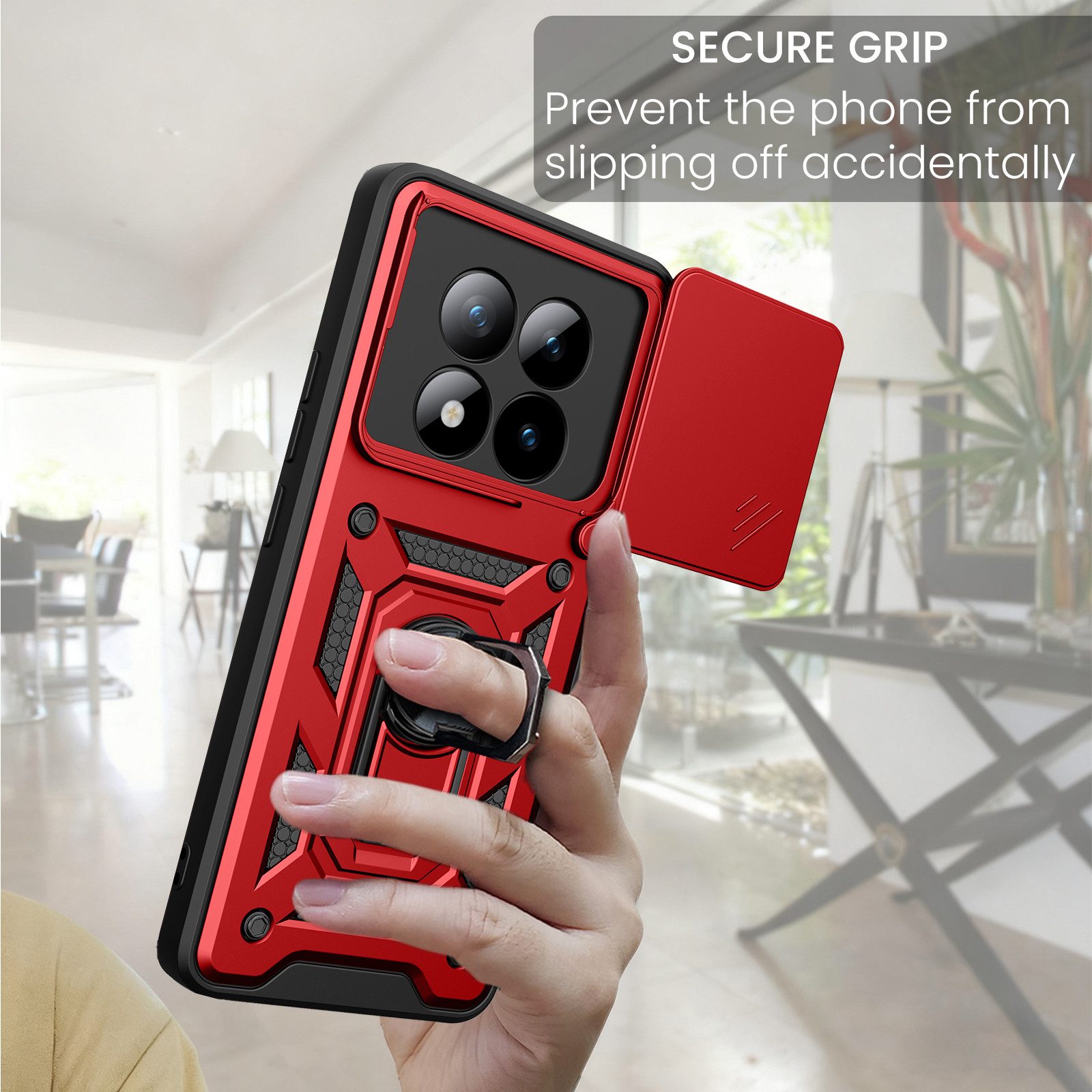 betterfon Handyhülle für Xiaomi Redmi Note 15 Pro 5G Hülle Schutzhülle mit Kameraschutz, Outdoorhülle mit Ringhalter, Silikonkern & präziser Passform – Bild 5 von 5