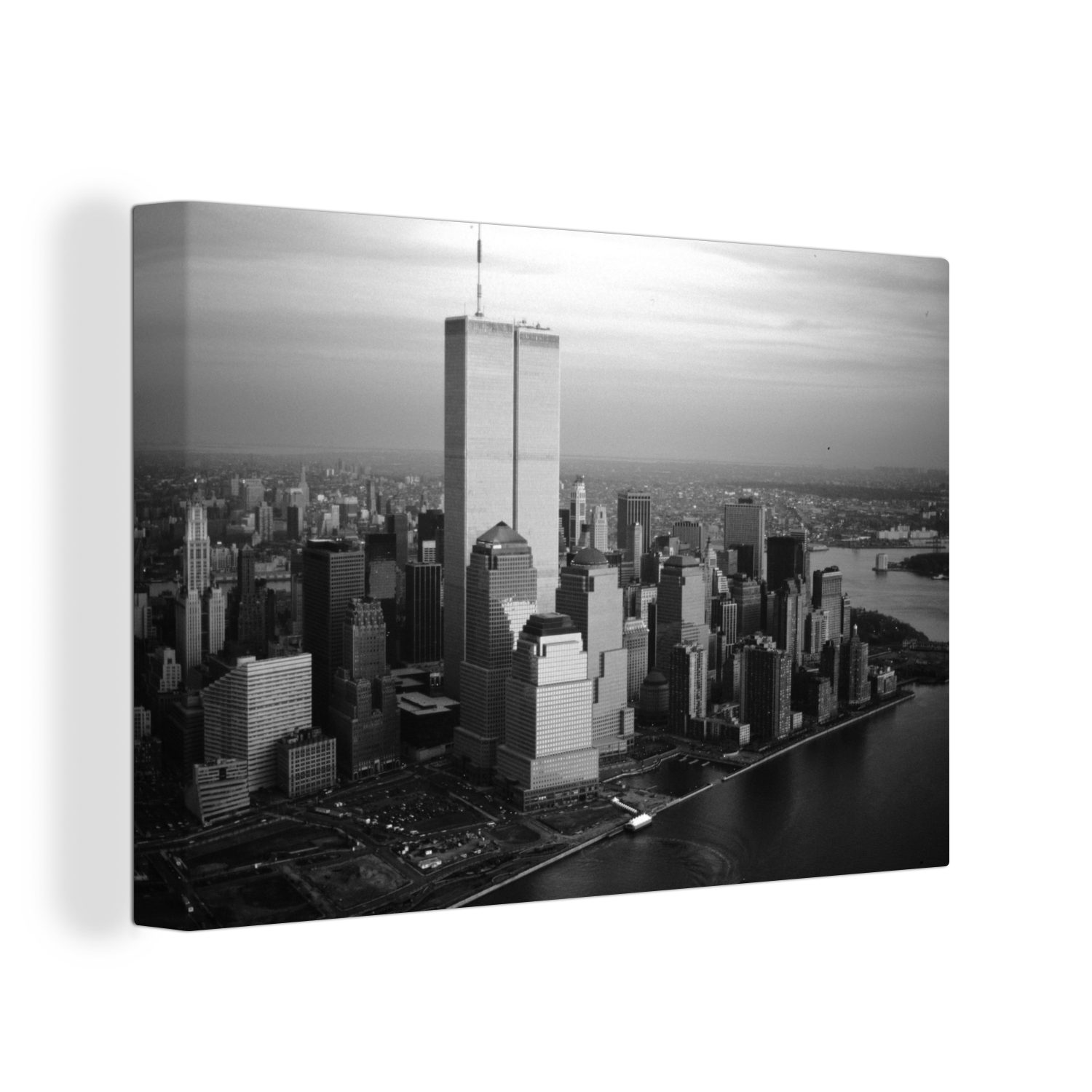 OneMillionCanvasses® Leinwandbild World Trade Center - Stadt - Schwarz - Weiß, (1 St), Wandbild Leinwandbilder, Aufhängefertig, Wanddeko, 30x20 cm