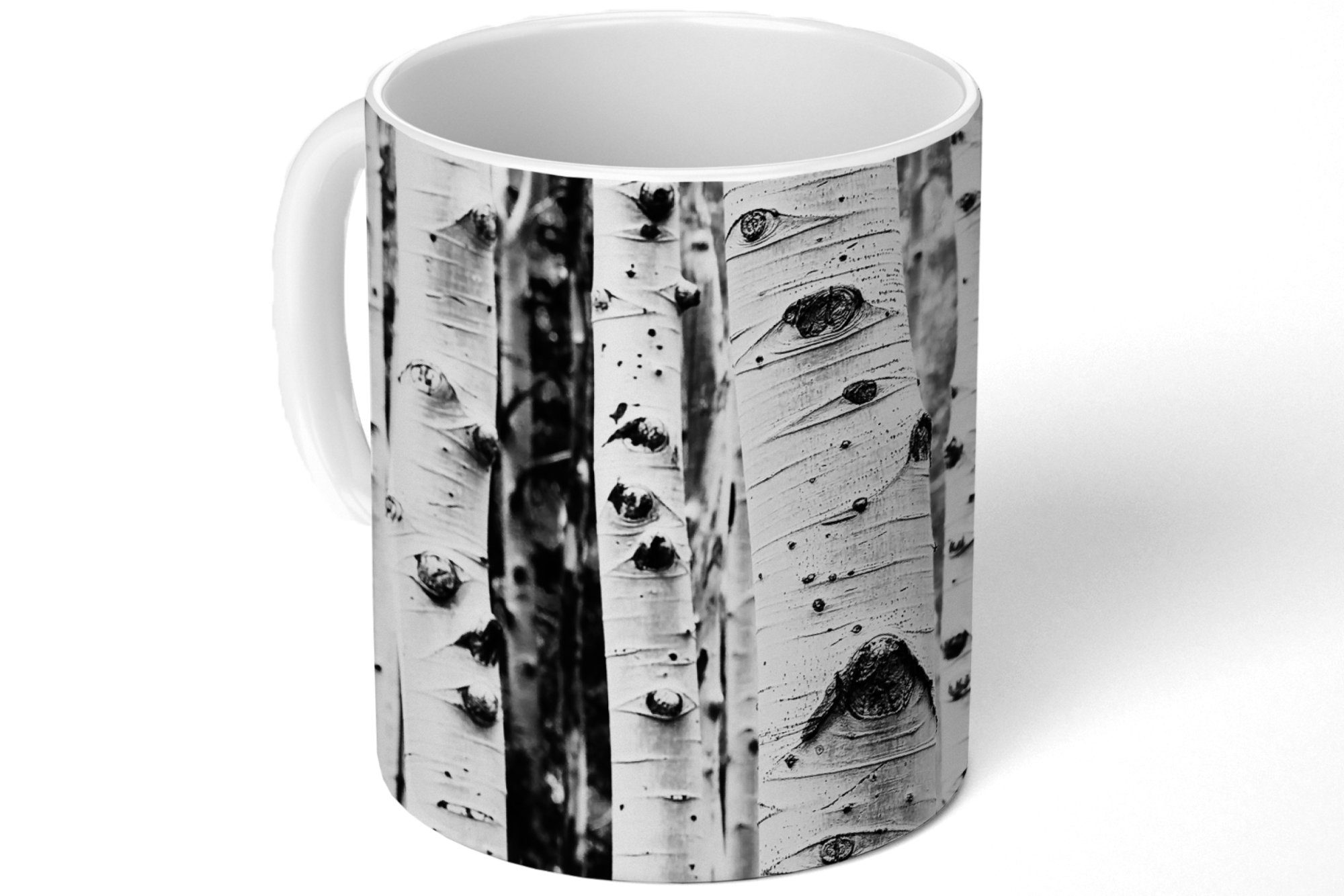 MuchoWow Tasse Bäume - Becher, Keramik, Holz und weiß Kaffeetassen, Natur, Schwarz Geschenk - - Teetasse, Teetasse