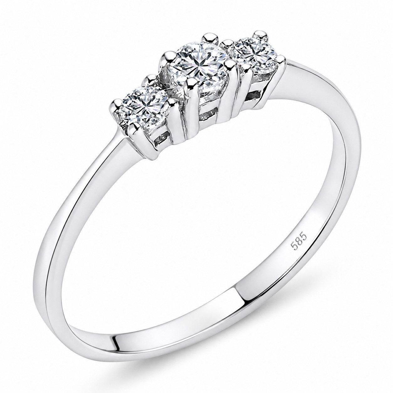 EinStein Diamant Trauring 0,25 Carat Diamant Tria Ring 14 Karat Weißgold