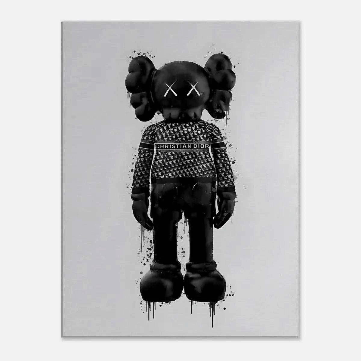 SimpleCanvas Wandbild KAWS DI0R - Leinwandbild Luxuriös, Wandbild Bär, Pop Art, Schwarz/Weiß, Modern