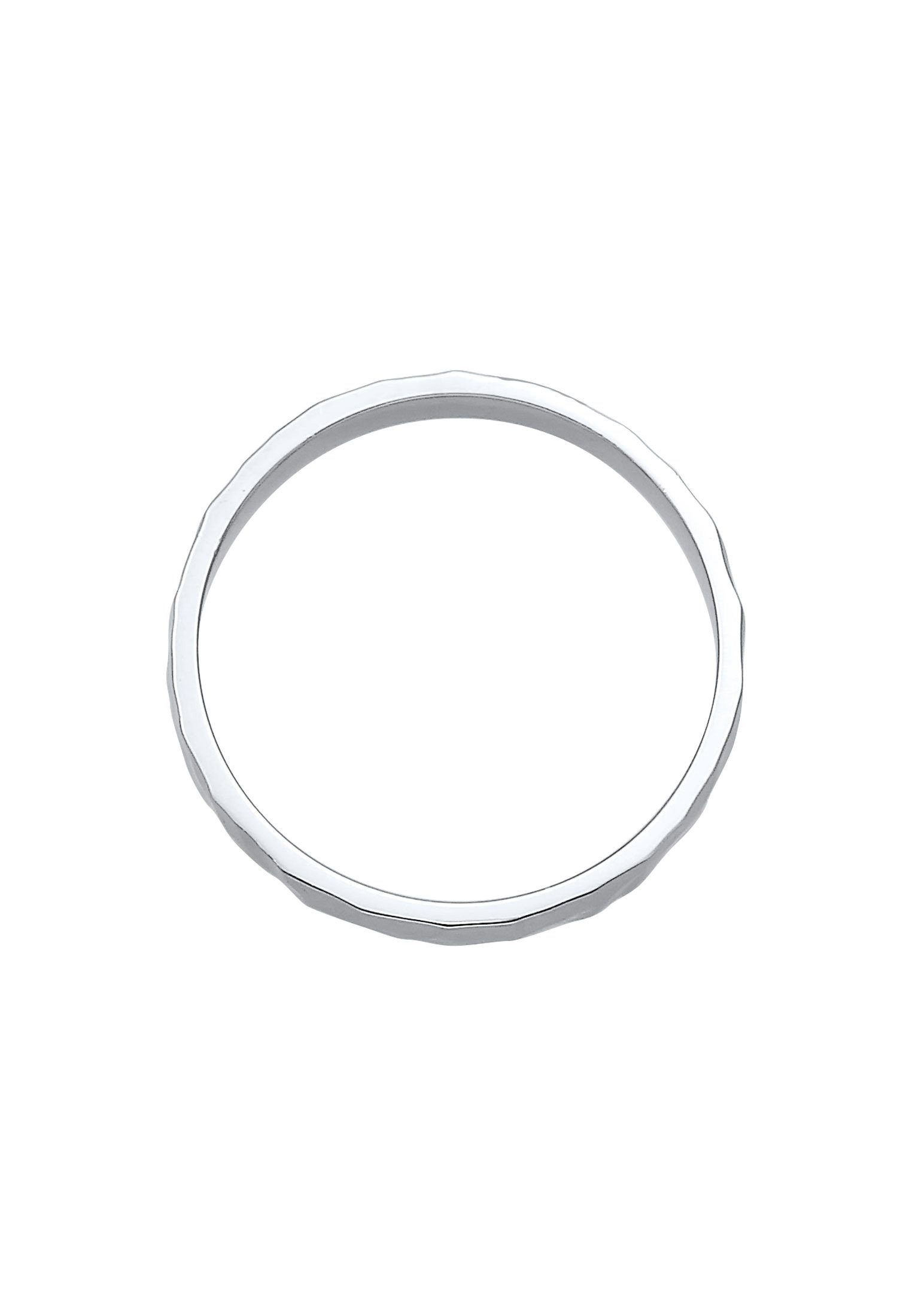 Elli Fingerring Basic Bandring Fein Gehämmert 925 Silber