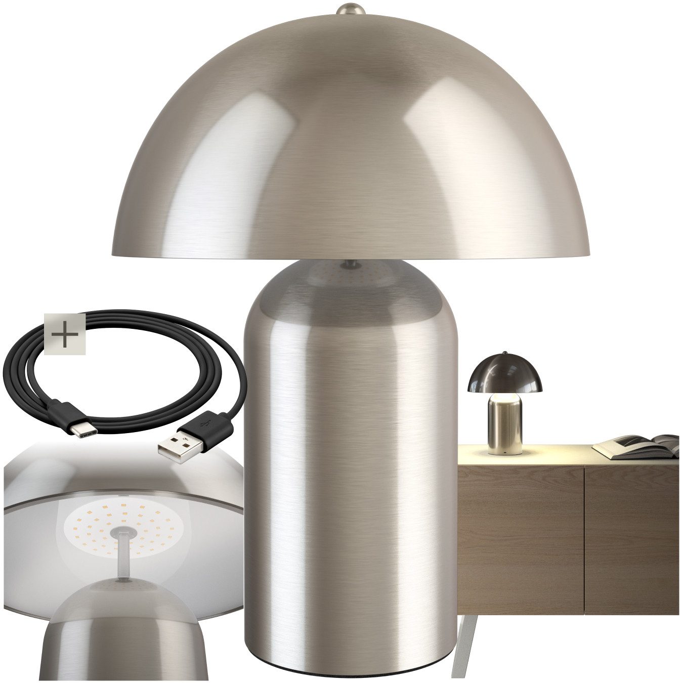 tectake Schreibtischlampe Akku-Tischlampe, Kleine Retro-Tischleuchte im günstig online kaufen
