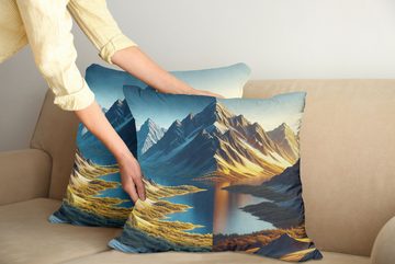 Kissenbezüge Modern Accent Doppelseitiger Digitaldruck, Abakuhaus (2 Stück), See Verschneites Bergpanorama Kunst