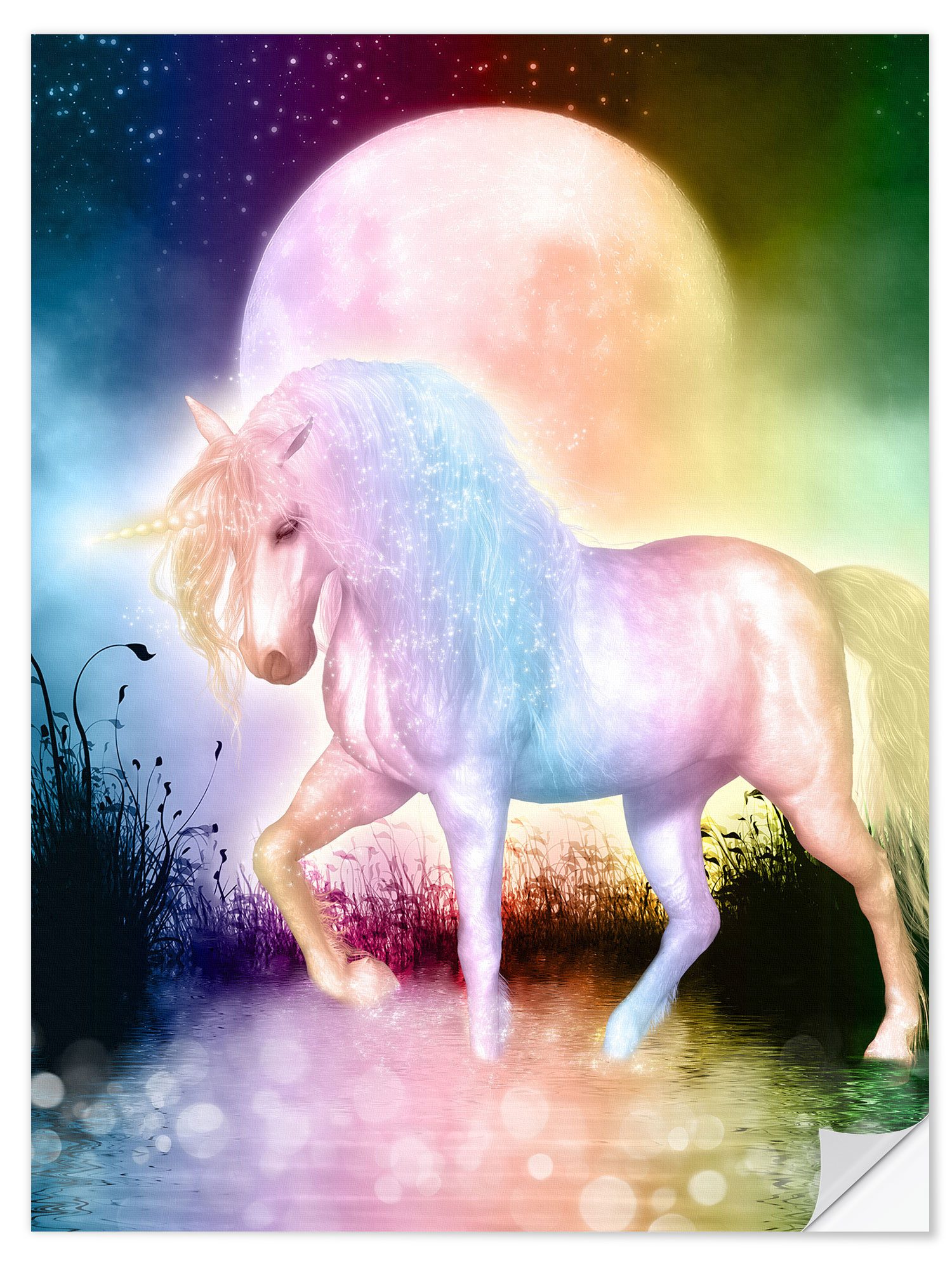 Posterlounge Wandbild Einhorn – Liebe dich selbst, Dolphins DreamDesign, erhältlich als Poster, Leinwandbild, Wandsticker oder Acrylglasbild