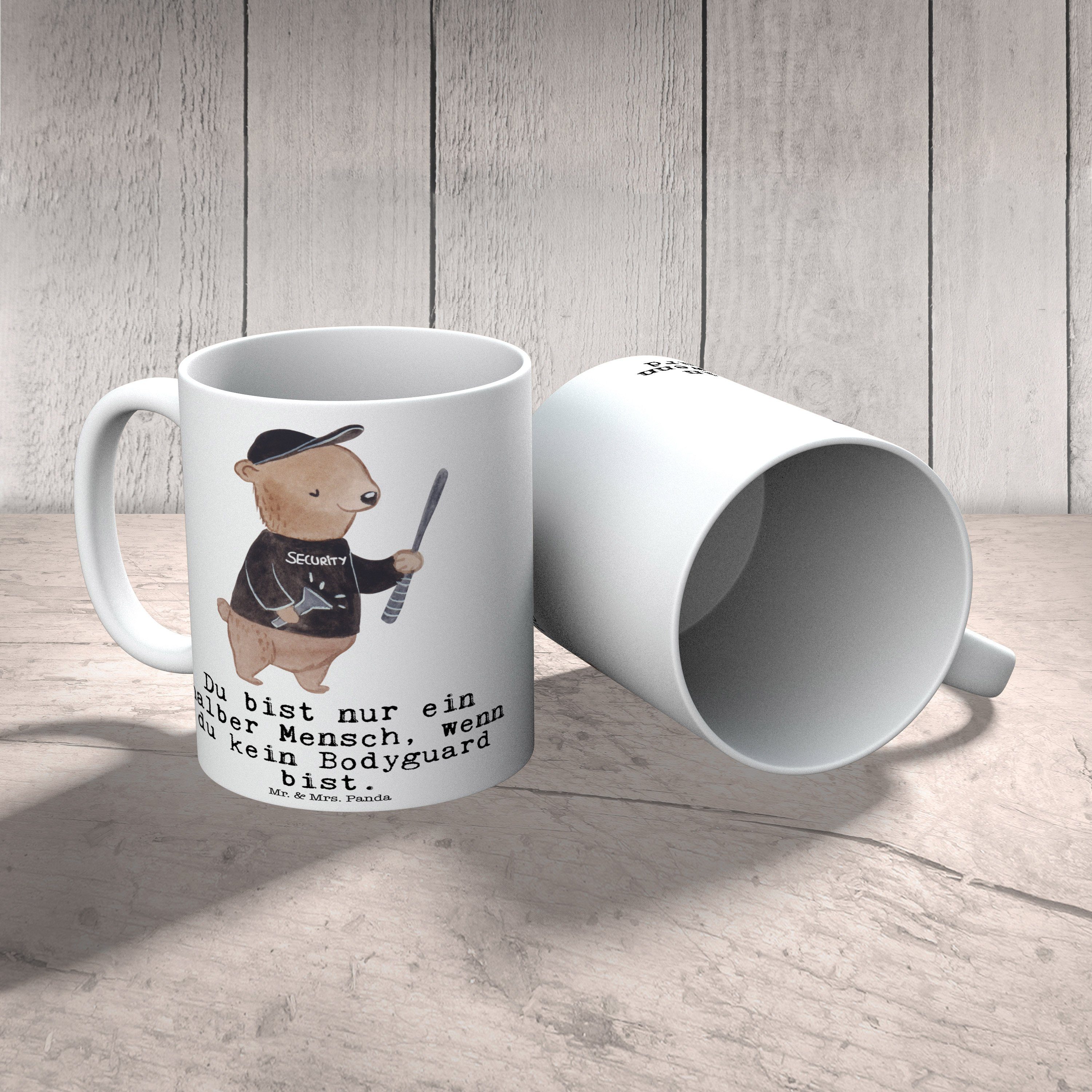 Geschenk, Panda Mrs. Personenschützer, & Herz Ausbildung, - Tasse mit Mr. Weiß - K, Keramik Bodyguard