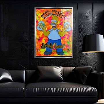 DOTCOMCANVAS® Acrylglasbild Save Water Drink Beer - Acrylglas, Acrylglasbild Homer Simpson Comic cartoon Save Water DrinkBeer Pop Art