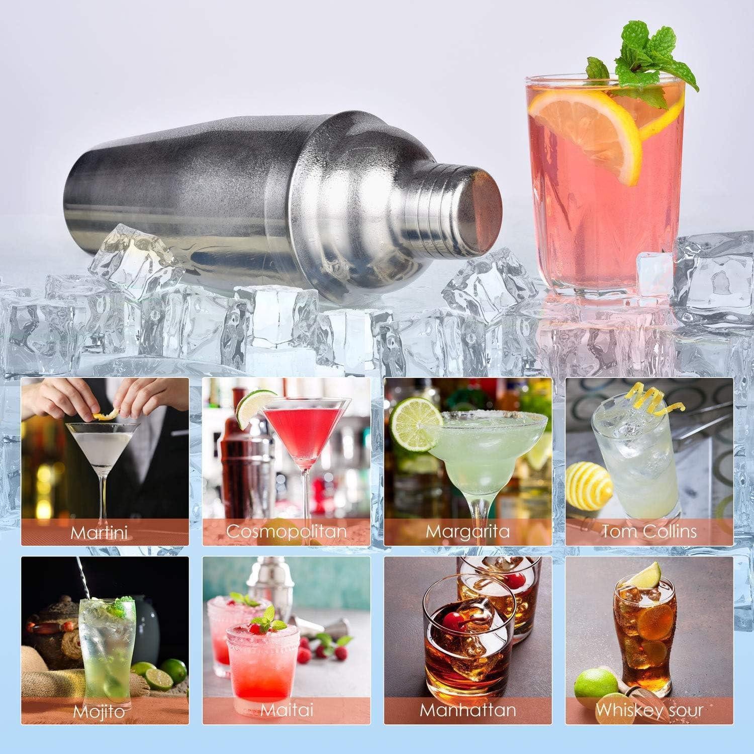 LuxusKollektion Cocktail Shaker Edelstahl 5-teiliges Cocktail Shaker set Barkeeper mit Rezeptheft