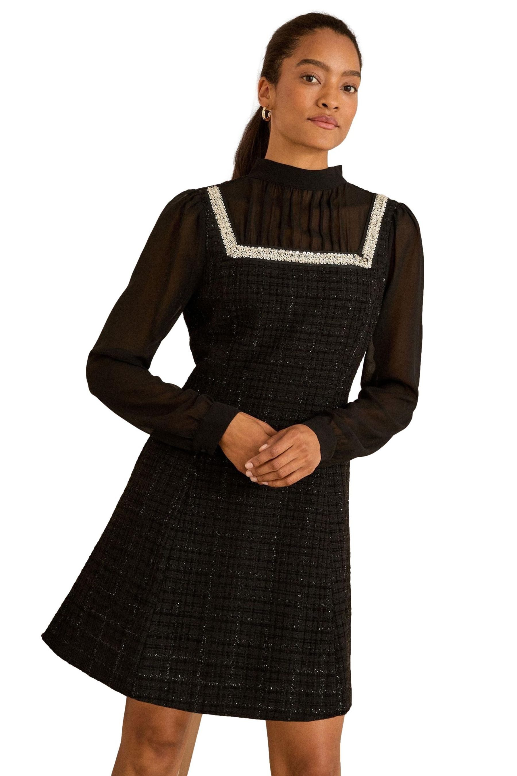 Love & Roses Minikleid Love & Roses Minikleid aus Tweed mit Chiffon (1-tlg) günstig online kaufen