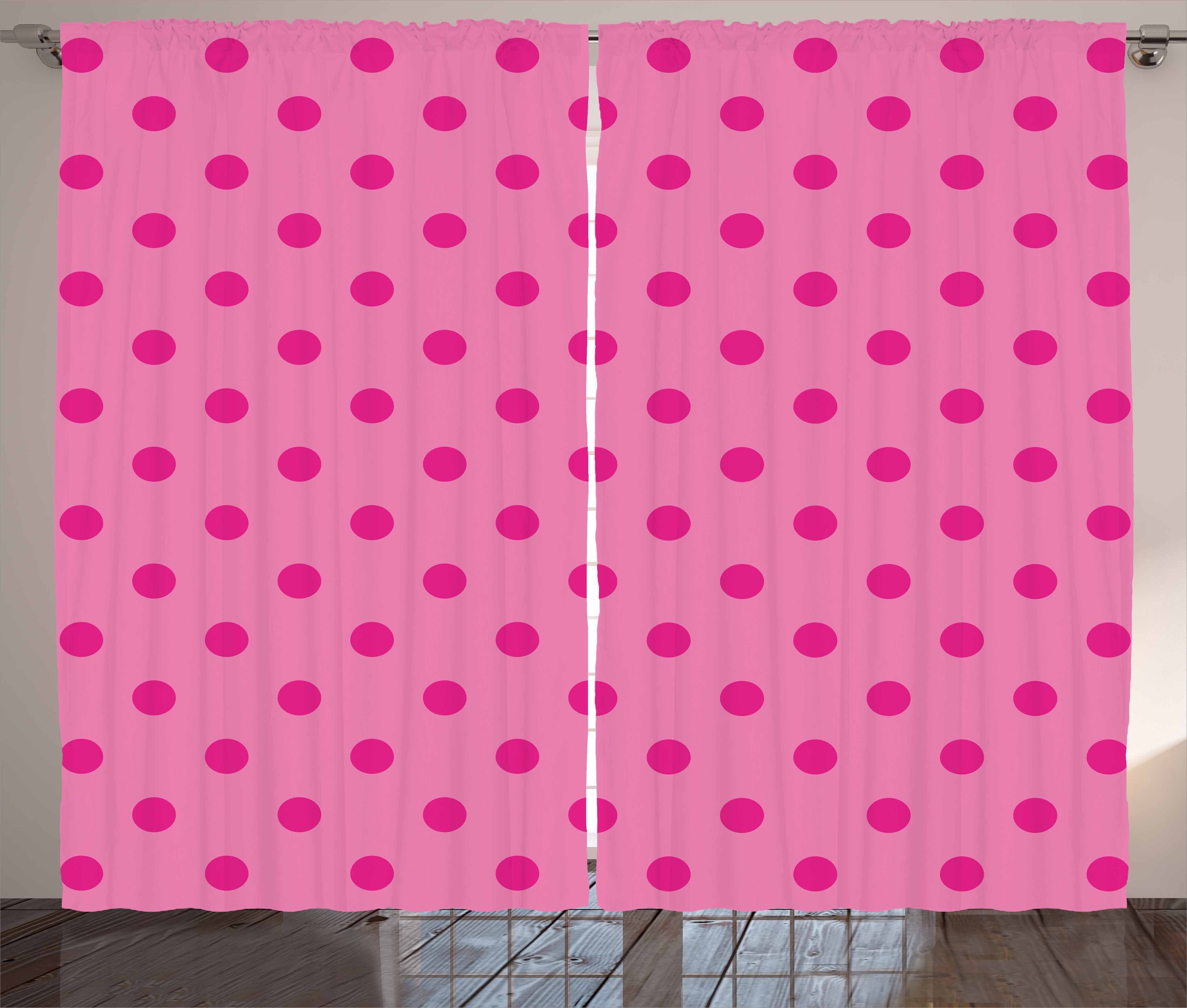 Gardine Schlafzimmer Kräuselband Vorhang mit Schlaufen und Haken, Abakuhaus, Hot Pink Klassische Einfache Punkt
