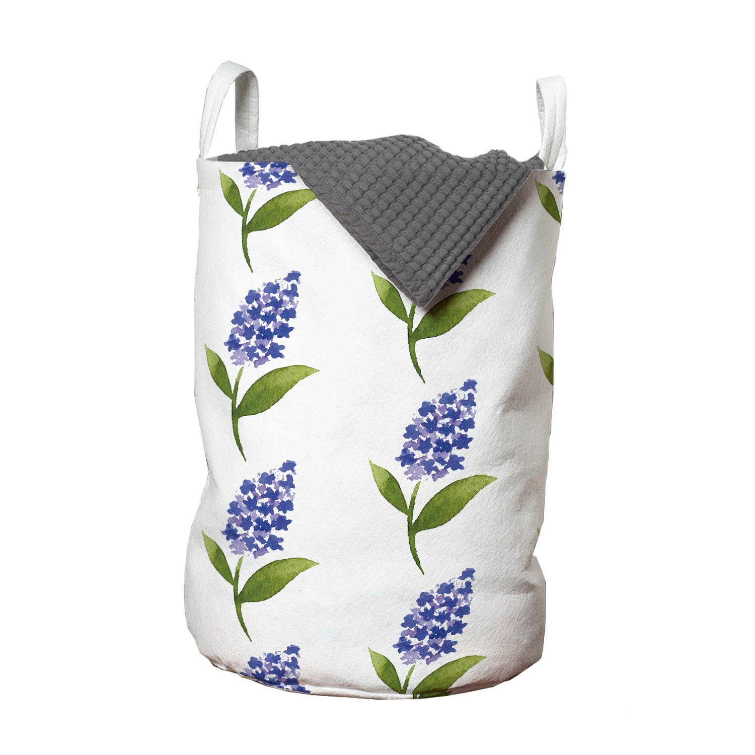 für Wäschekorb Wäschesäckchen Blume Abakuhaus Aquarell Waschsalons, mit Kordelzugverschluss Griffen Lila Muster