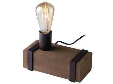 LUCE Design LED Nachttischlampe, LED wechselbar, warmweiß, kleine Vintage Holz-lampe mit Holzbalken für Fensterbank, Länge 22cm
