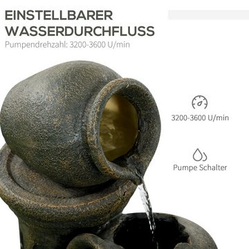Outsunny Gartenbrunnen verstellbare Pumpe, 32 cm Breite, Wasserbecken BxT: 36.5x32 cm, (Set, 1 tlg., Springbrunnen), wetterbeständig