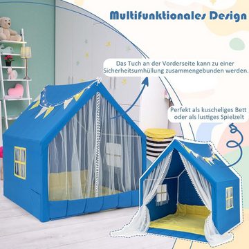 KOMFOTTEU Spielzelt Kinderzelt mit Matte, Sternlichtern, Fenster & Gazevorhang, 122 ×105 ×125 cm