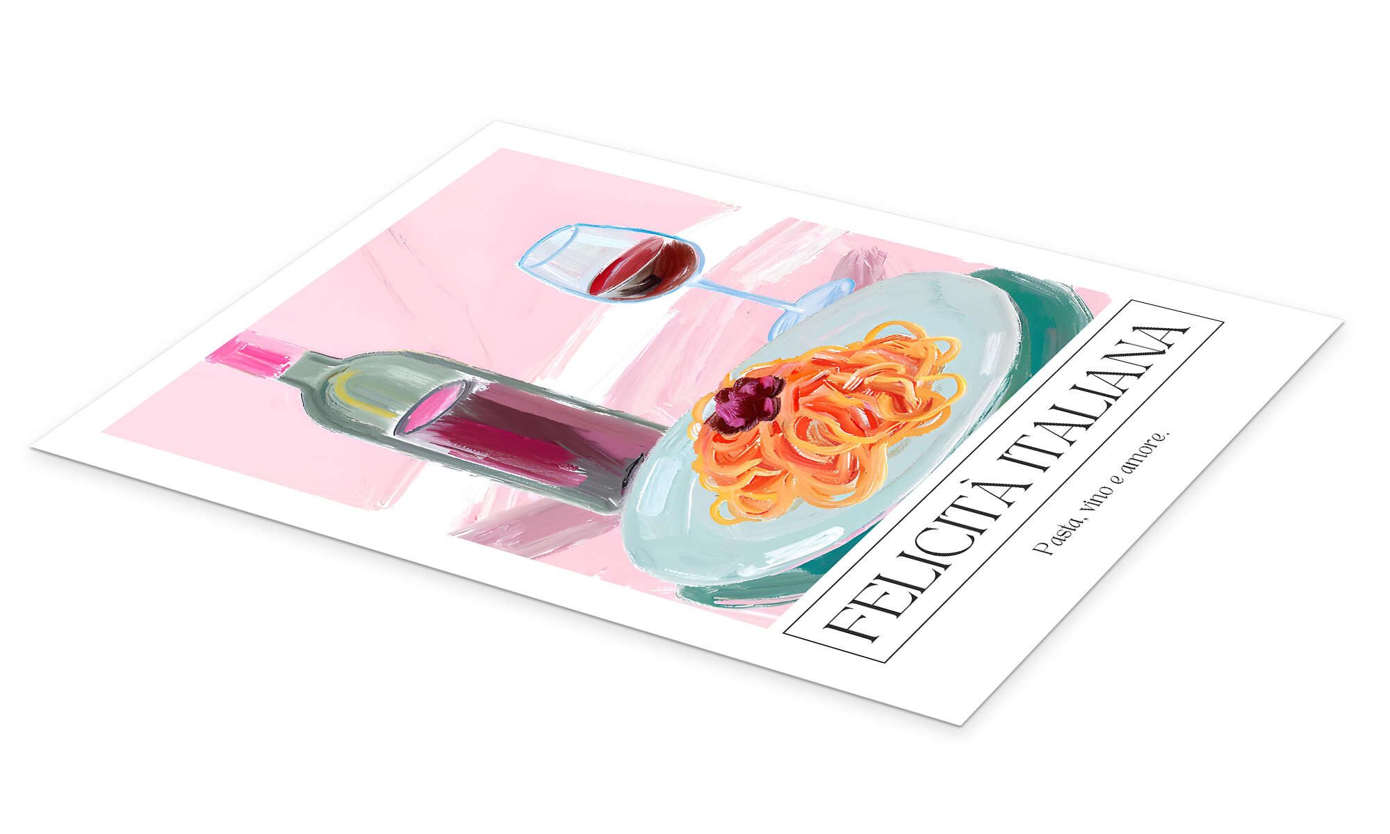 Posterlounge Wandbild Felicità Italiana - Paste, Vino e Amore, Ohkimiko, erhältlich als Poster, Leinwandbild, Wandsticker oder Acrylglasbild